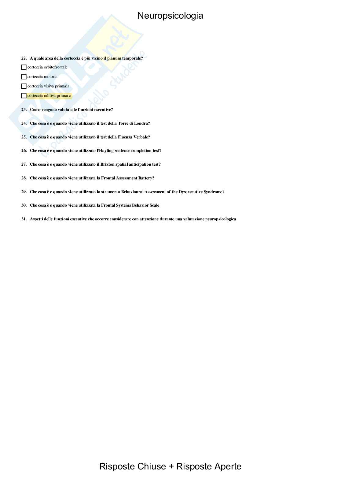 Neuropsicologia - Paniere compilato + Schema Cervello Pag. 46