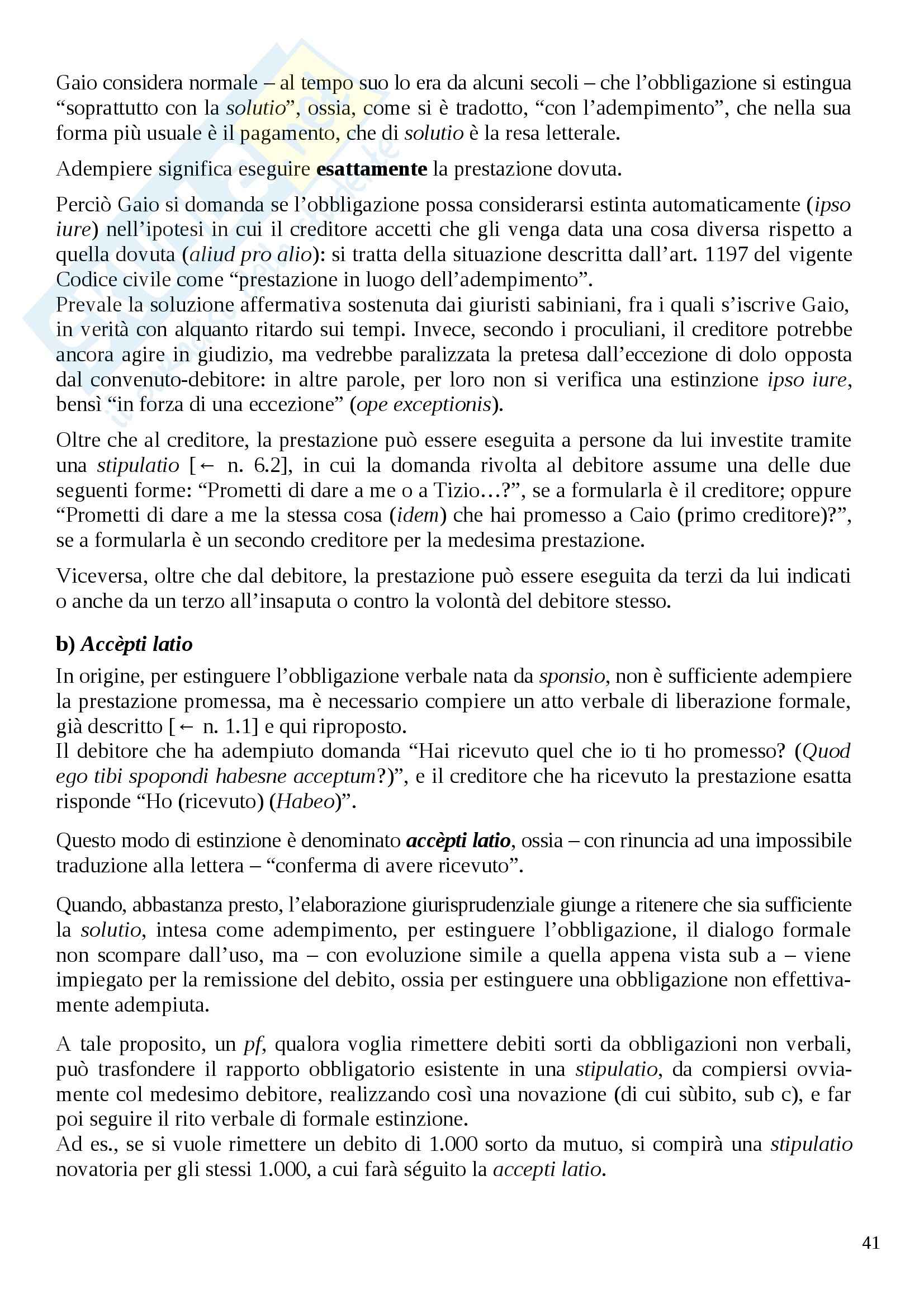 Istituzioni di diritto romano - obbligazioni Pag. 41