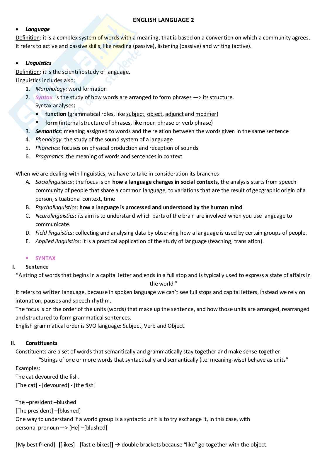 Lingua inglese 2 Pag. 1