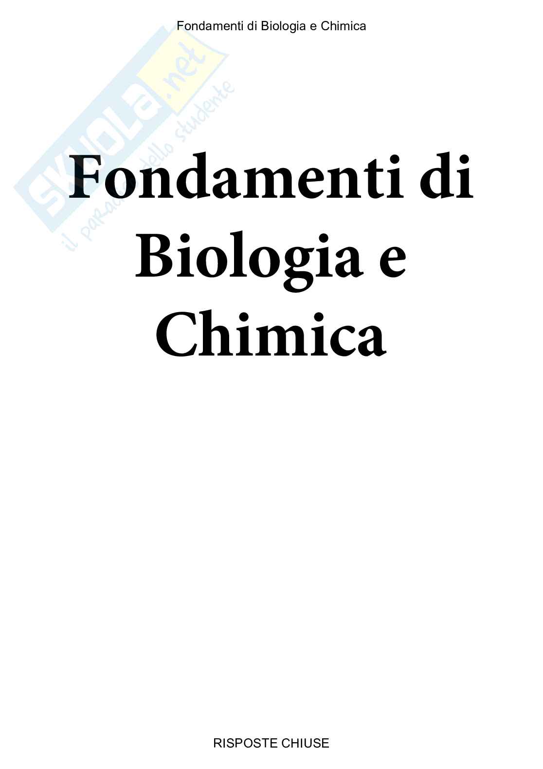 Fondamenti di Biologia e chimica - Paniere compilato Pag. 1