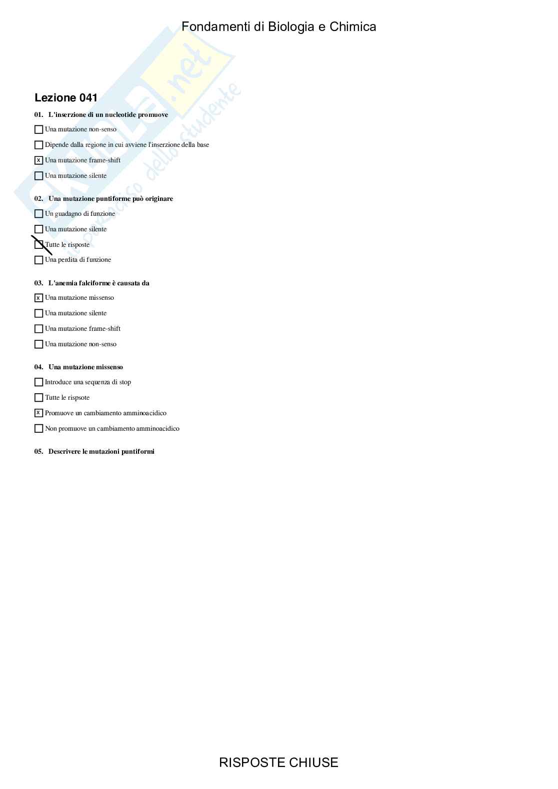 Fondamenti di Biologia e chimica - Paniere compilato Pag. 41