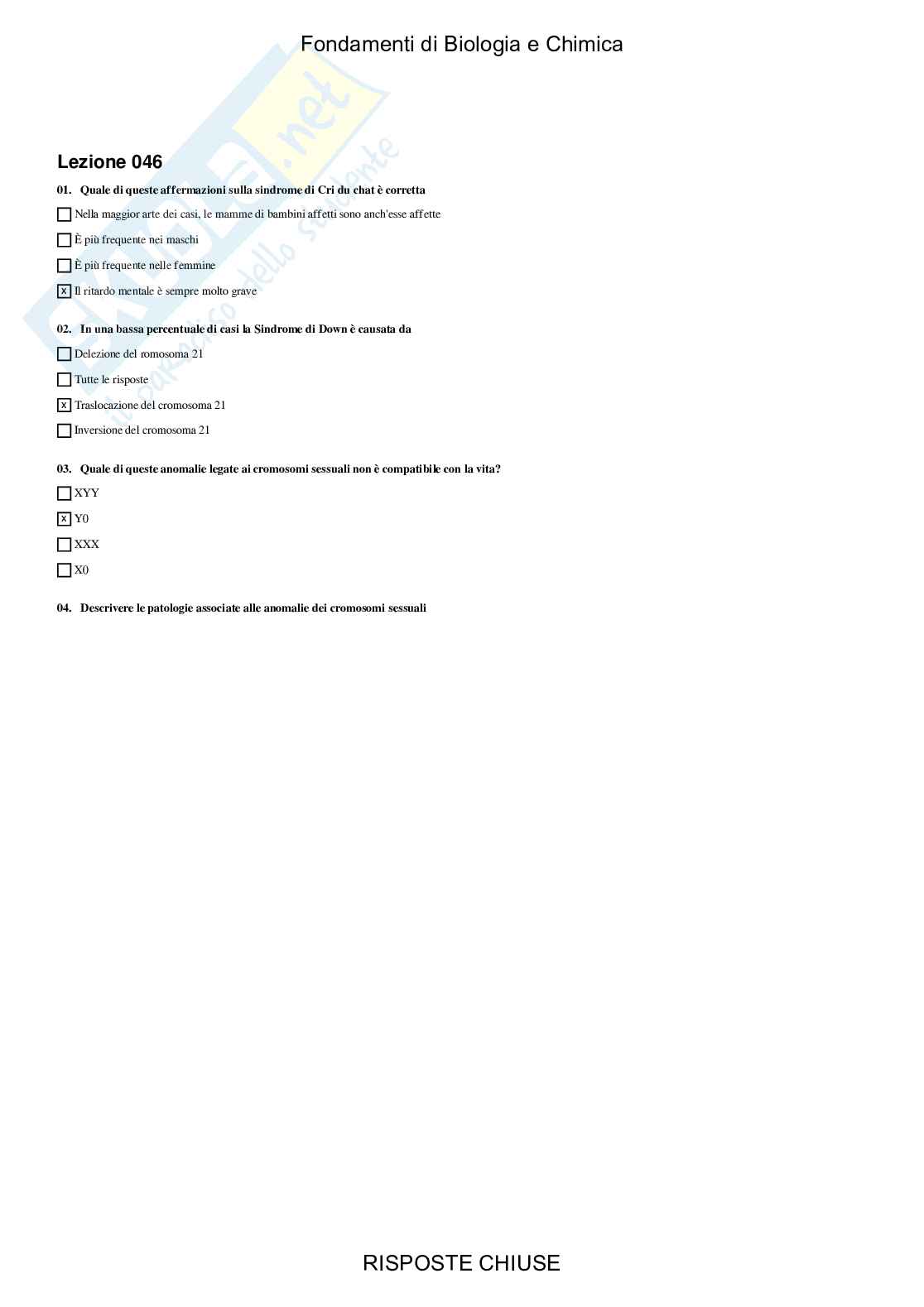 Fondamenti di Biologia e chimica - Paniere compilato Pag. 46