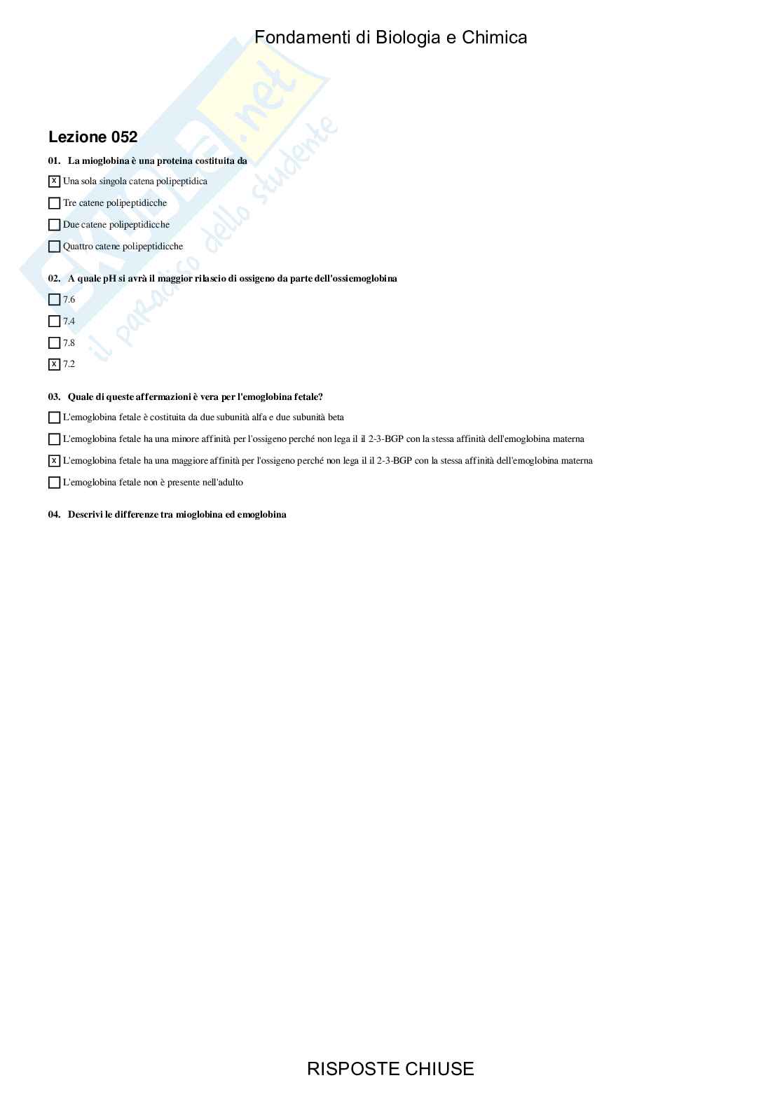 Fondamenti di Biologia e chimica - Paniere compilato Pag. 51