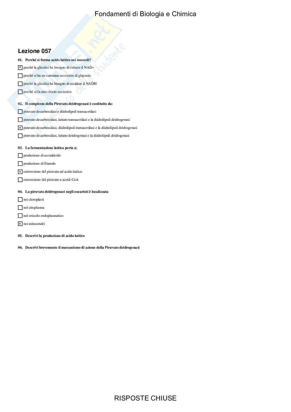 Fondamenti di Biologia e chimica - Paniere compilato Pag. 56