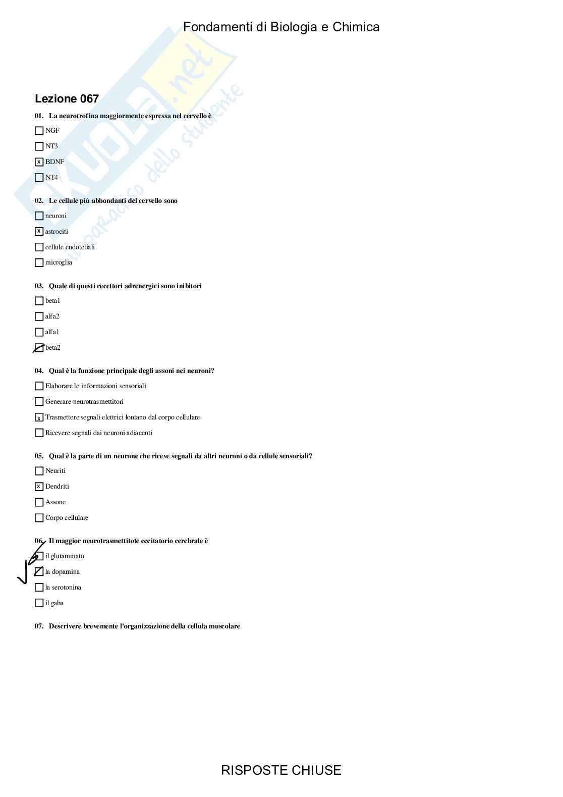 Fondamenti di Biologia e chimica - Paniere compilato Pag. 66
