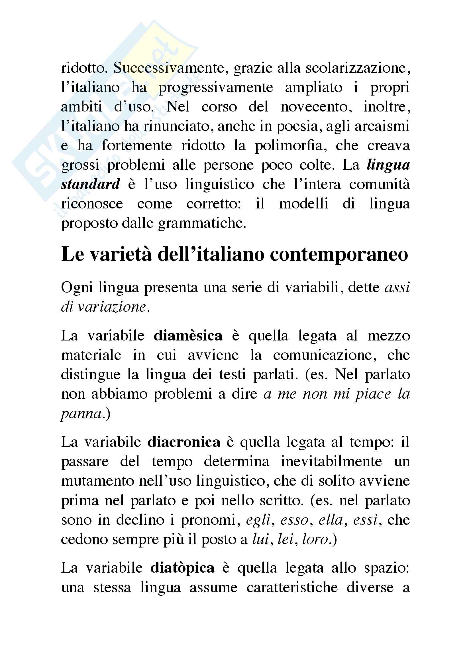 Riassunto esame Didattica della lingua italiana, prof. Fabrizio, libro consigliato L'italiano contemporaneo, D'Achille Pag. 2
