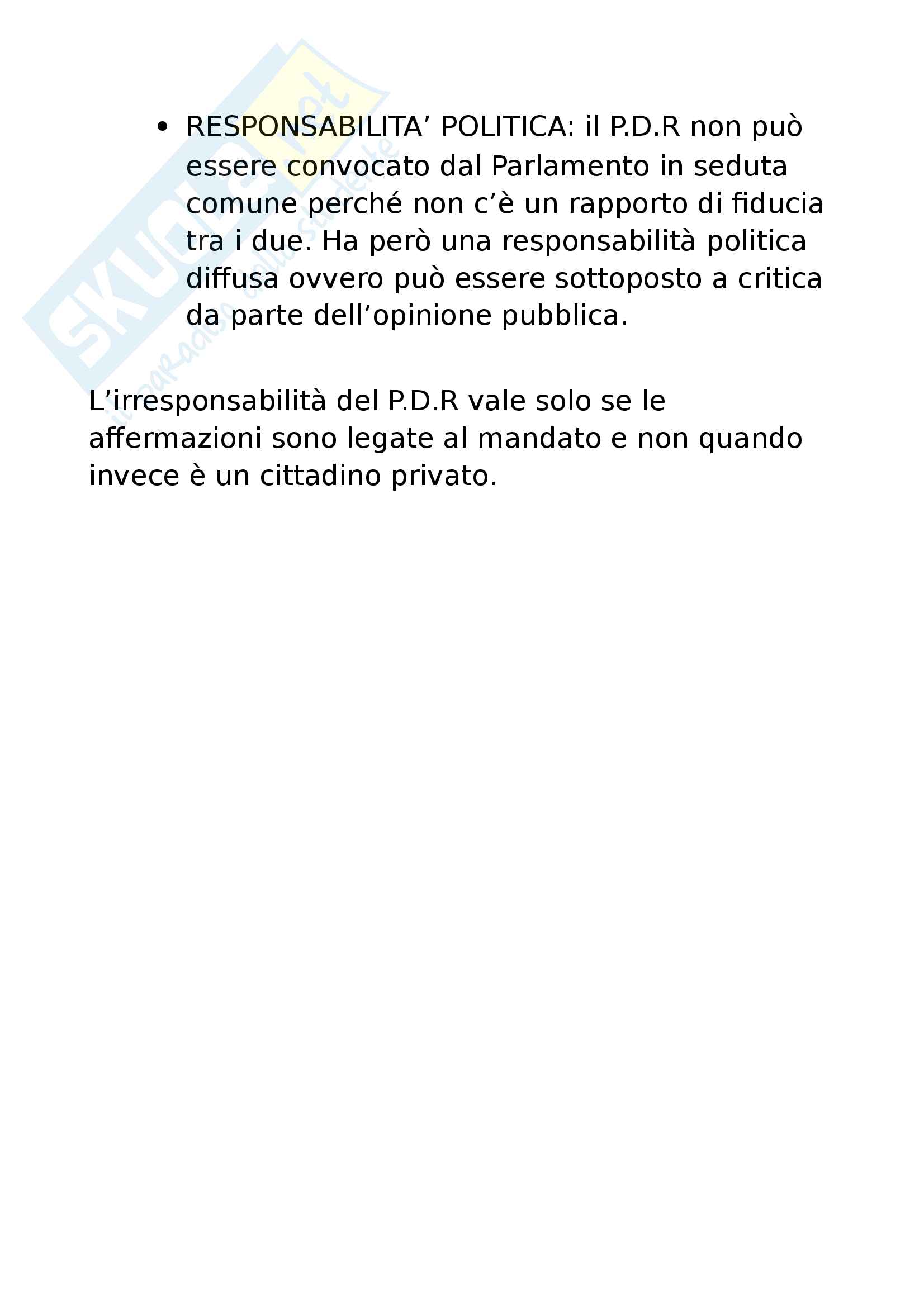 9 - Il Presidente della Repubblica, funzioni e le sue responsabilità Pag. 6