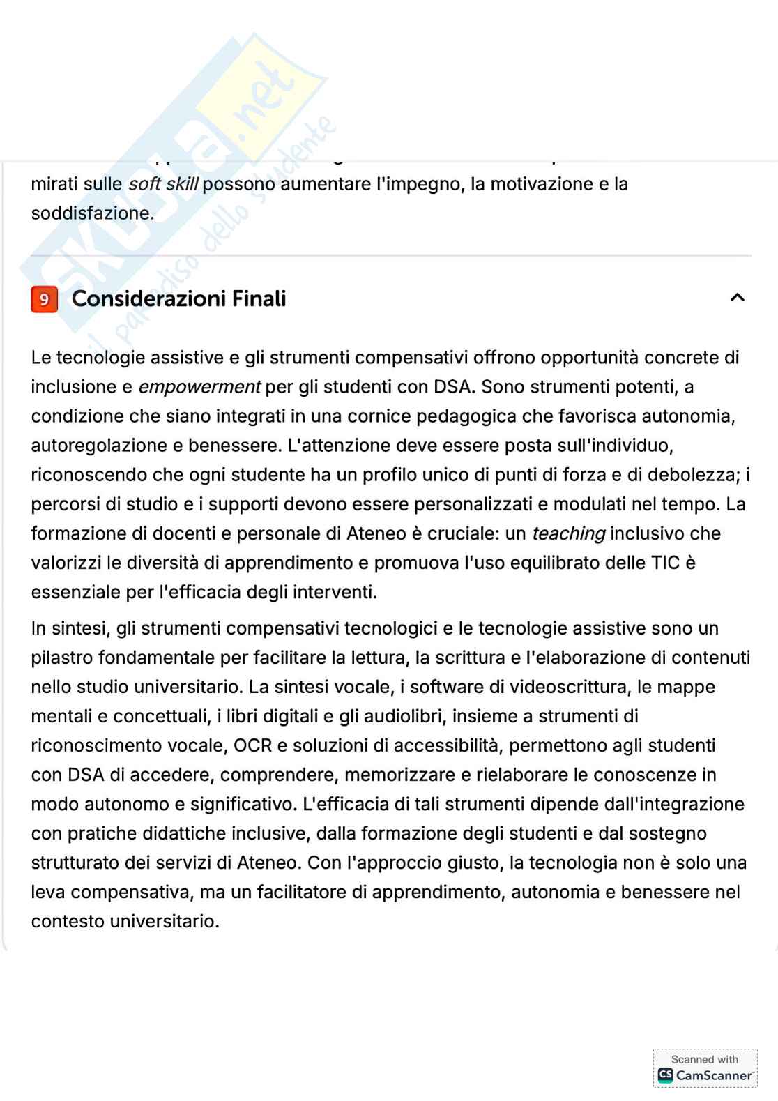 Riassunto esame Psicologia dell'apprendimento, Prof. Tinti Carla, libro consigliato DSA: percorsi inclusivi in università , Tinti  Pag. 46