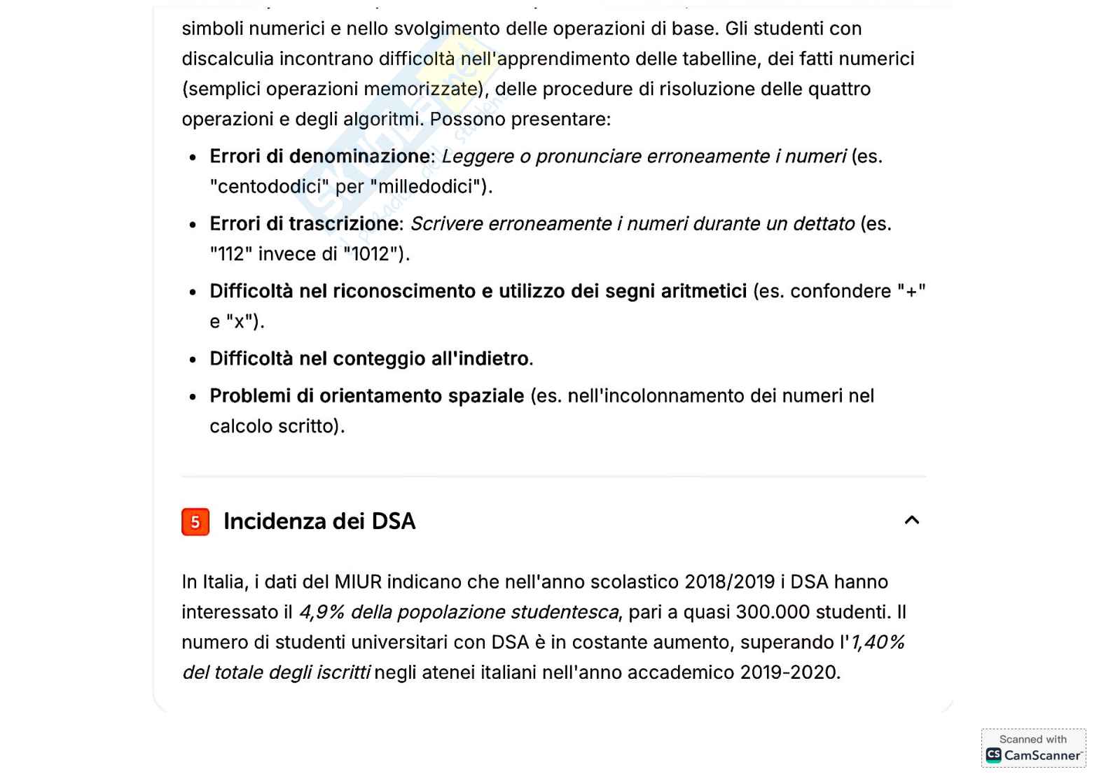 Riassunto esame Psicologia dell'apprendimento, Prof. Tinti Carla, libro consigliato DSA: percorsi inclusivi in università , Tinti  Pag. 6