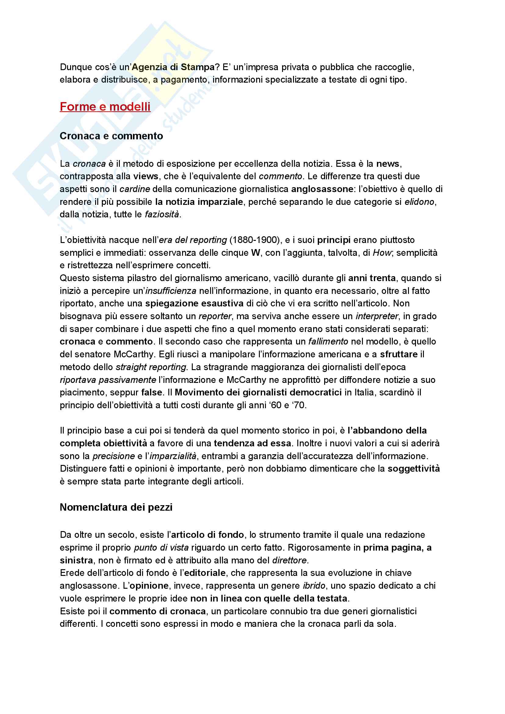 Riassunto esame Comunicazione Giornalistica, prof. Alberto Valentini, libro consigliato Professione Giornalista, Papuzzi Pag. 6