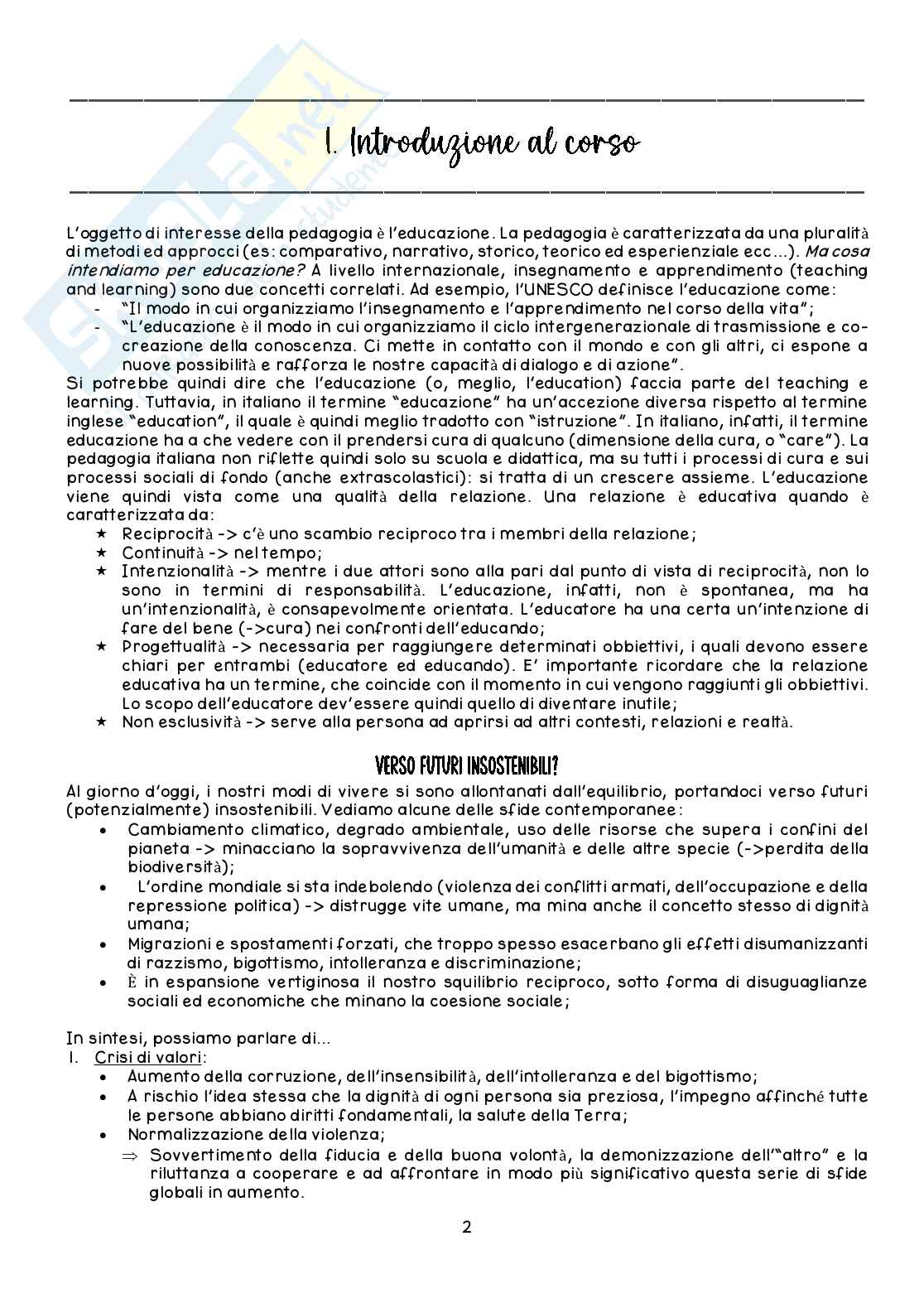 Riassunto esame Pedagogia generale, Prof. Serrelli Emanuele, libro consigliato Figure dell'educazione nel mondo, De Ketele Pag. 2