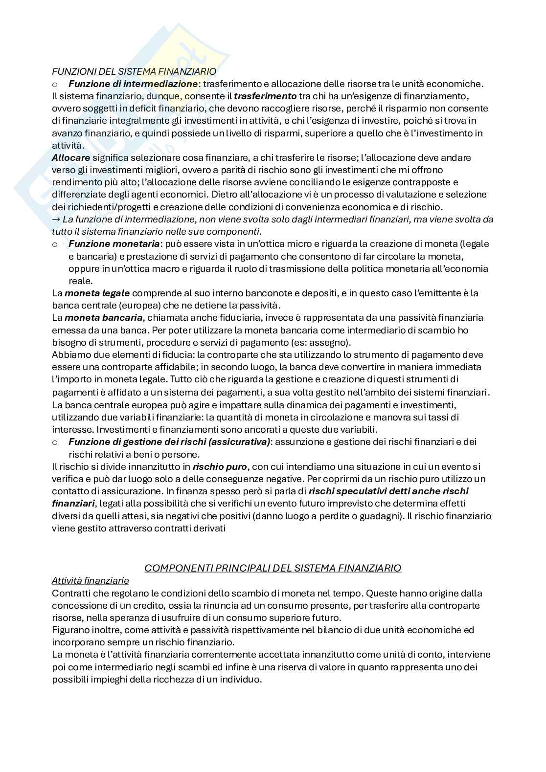 Economia degli intermediari finanziari e finanza del contesto internazionale  Pag. 2