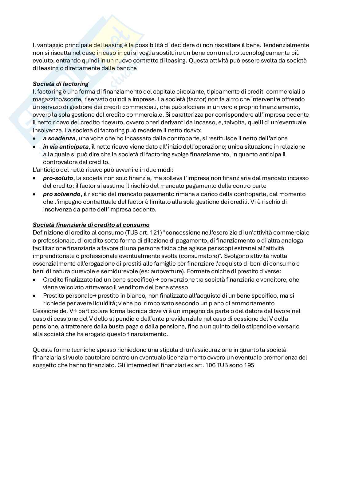 Economia degli intermediari finanziari e finanza del contesto internazionale  Pag. 46