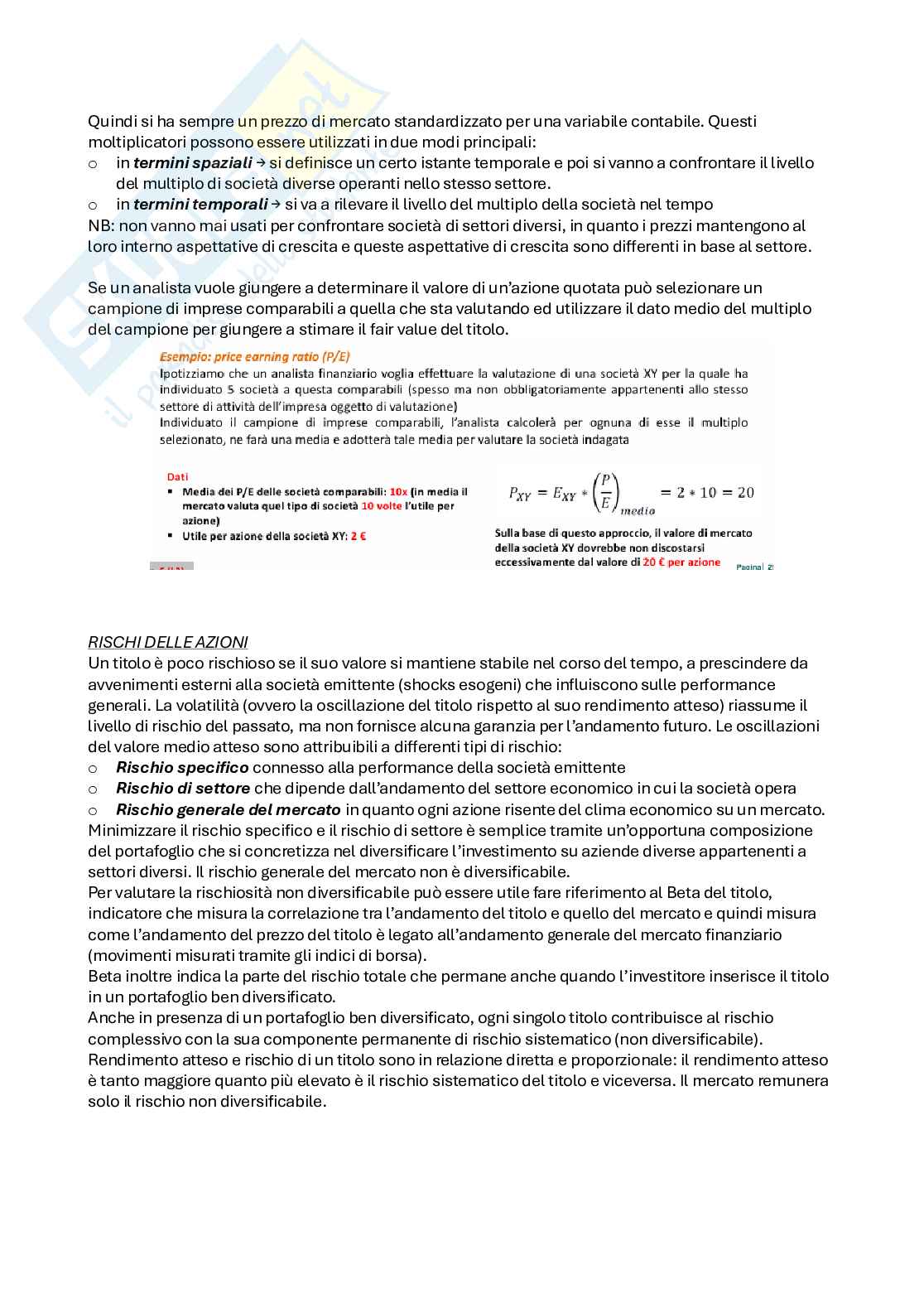 Economia degli intermediari finanziari e finanza del contesto internazionale  Pag. 71