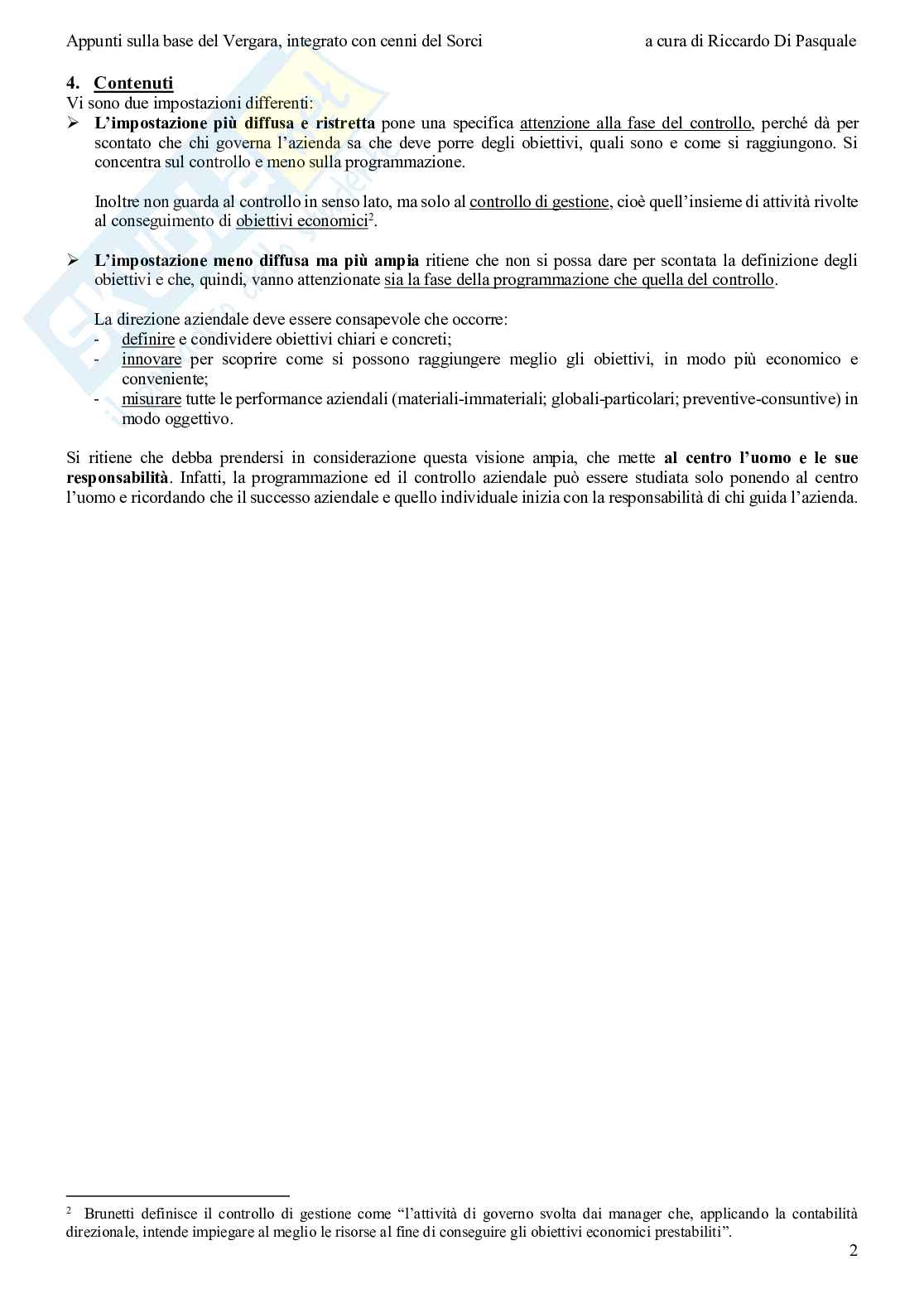 Appunti di Programmazione e Controllo Pag. 2