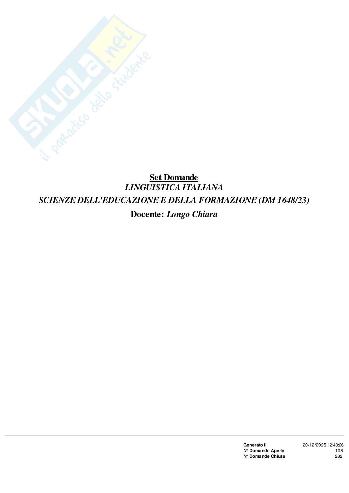 Paniere Linguistica italiana Pag. 1
