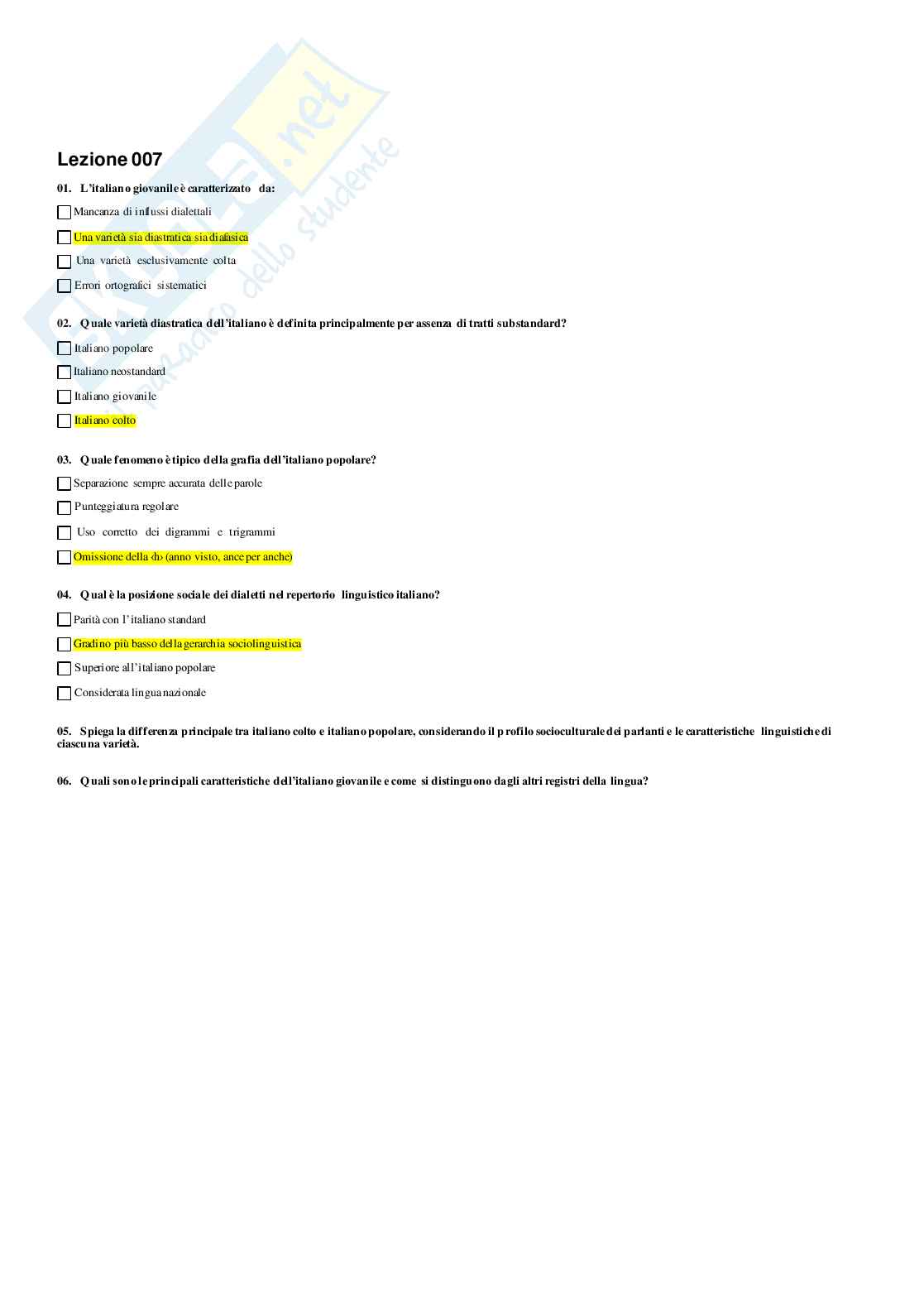 Paniere Linguistica italiana Pag. 11