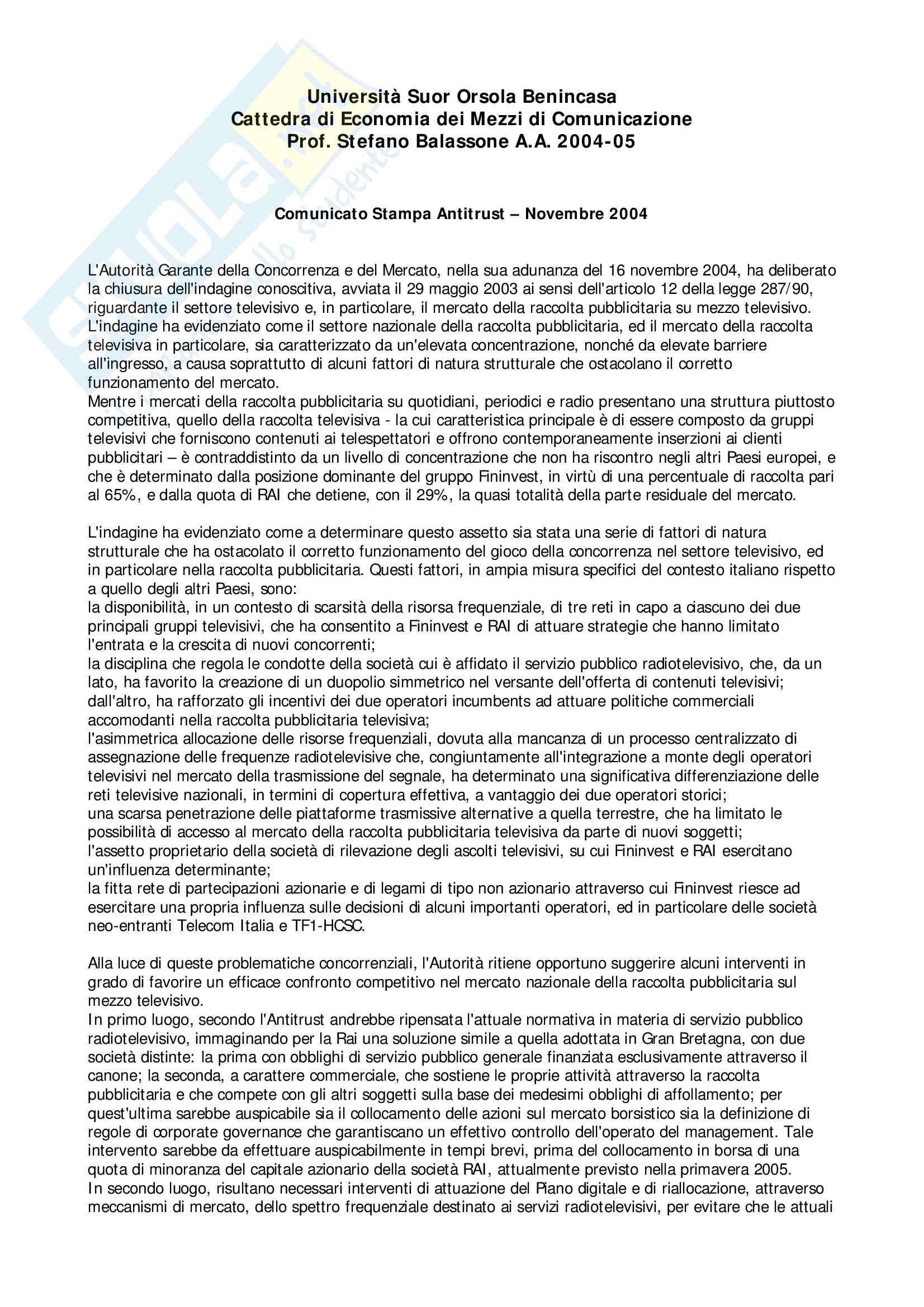 Indagine Conoscitiva 23 Antitrust Pag. 1