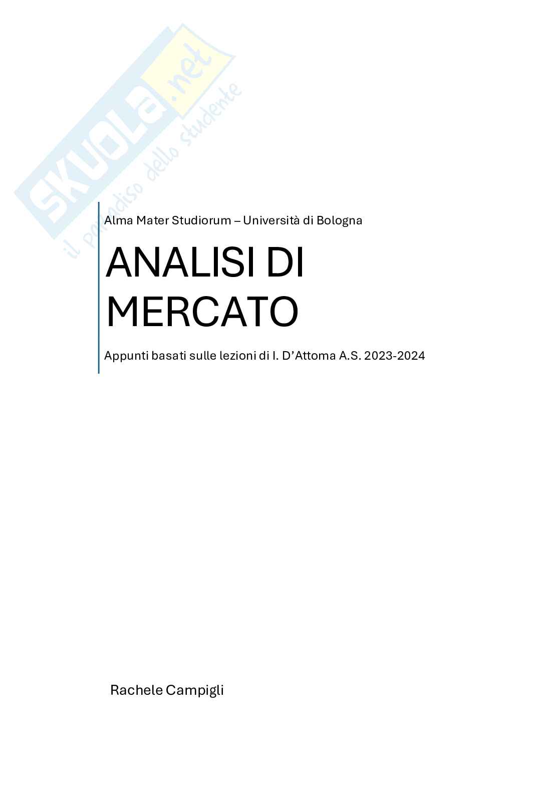 Appunti di Analisi di mercato (parte pratica) Pag. 1