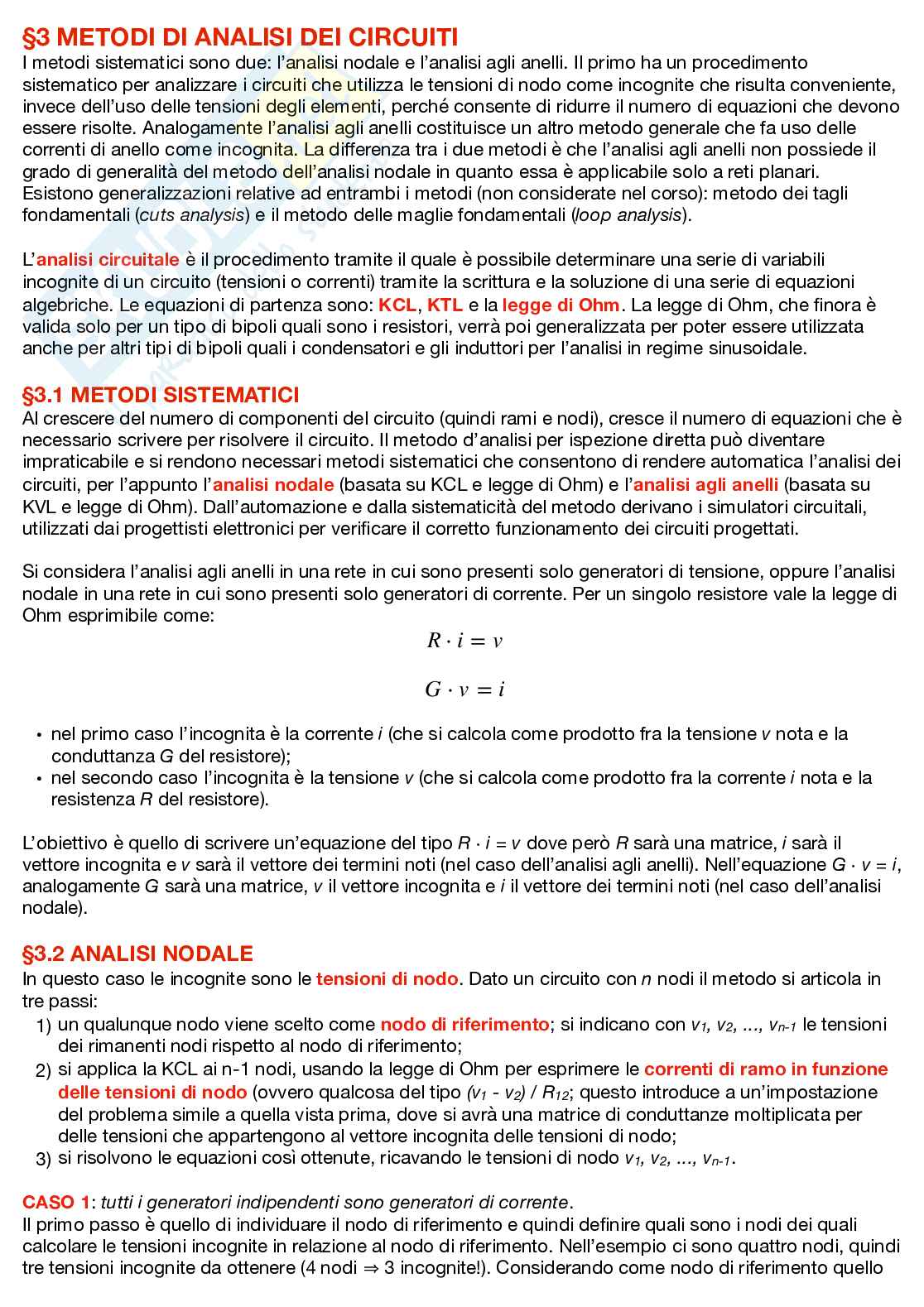 Circuiti Elettrici Lineari - Metodi di Analisi Pag. 1