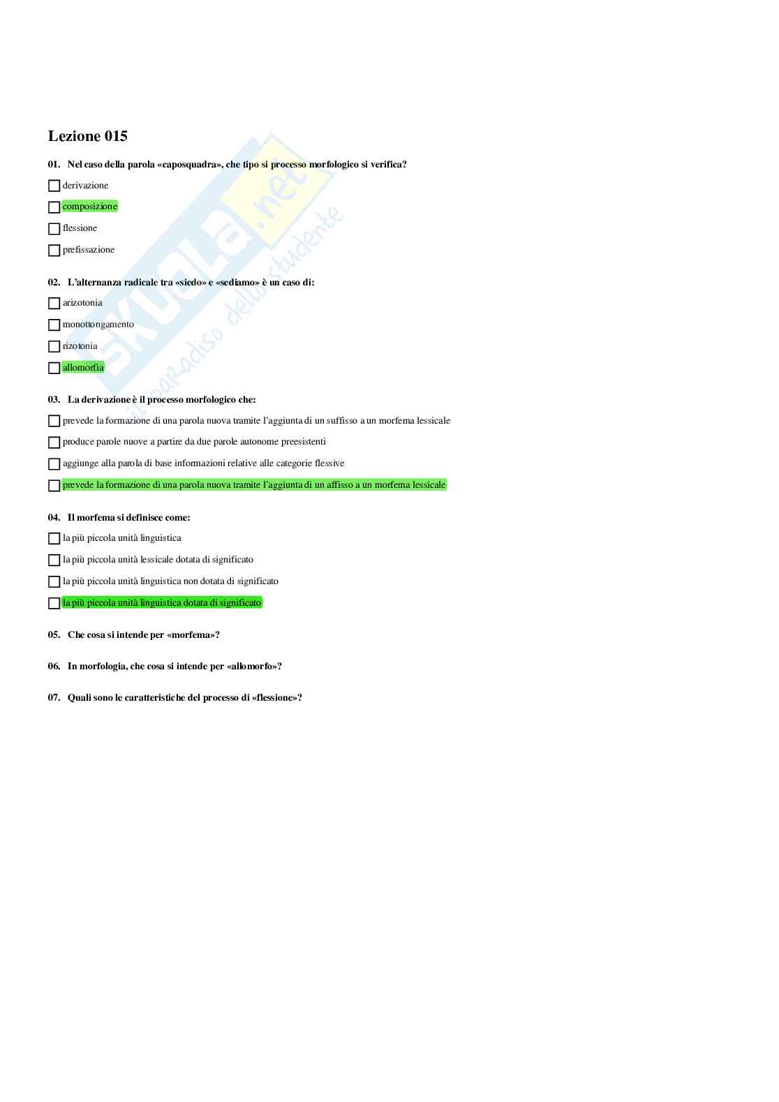 Paniere Linguistica italiana - Risposte multiple - aggiornato (2026) Pag. 16