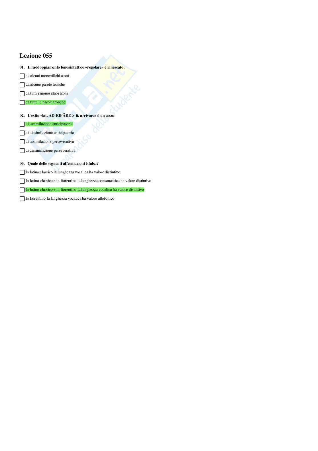 Paniere Linguistica italiana - Risposte multiple - aggiornato (2026) Pag. 56