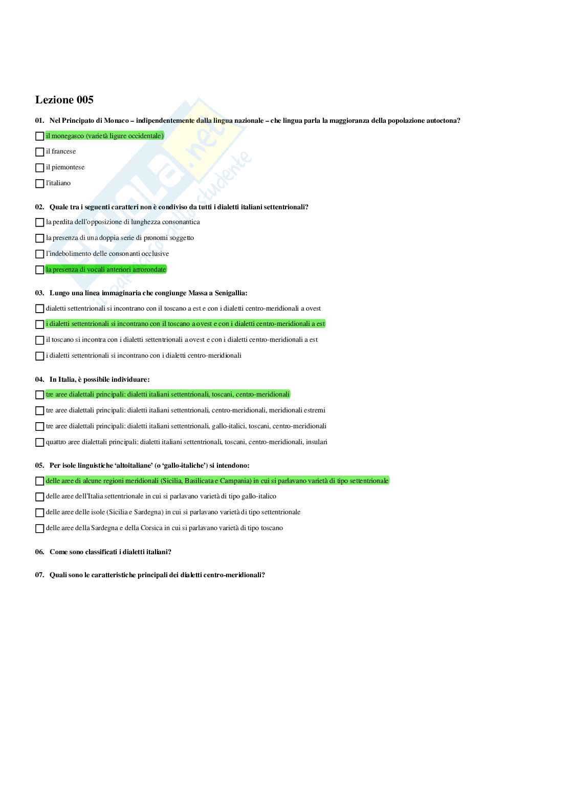 Paniere Linguistica italiana - Risposte multiple - aggiornato (2026) Pag. 6