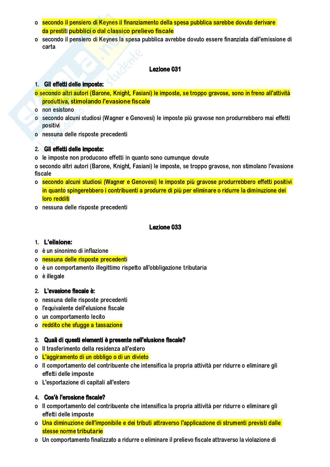 Risposte domande chiuse di Scienza delle finanze aggiornate al 2023 Pag. 26