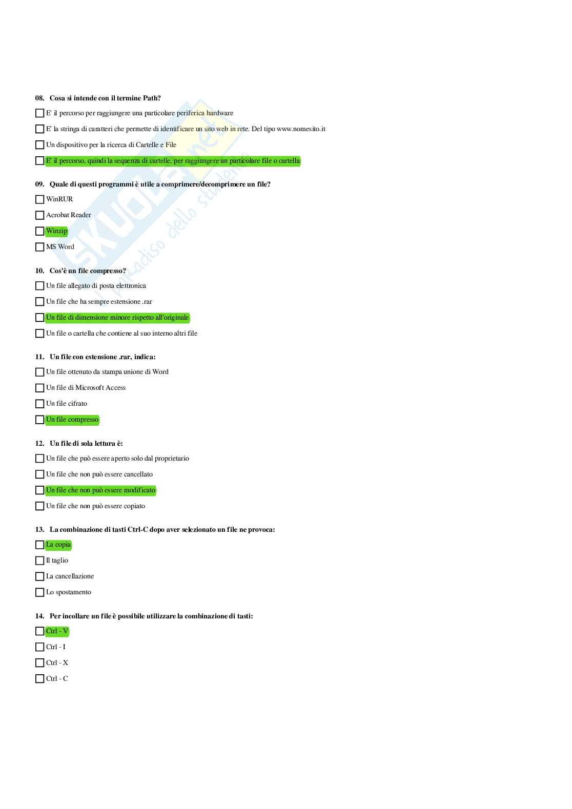 Paniere completo di Abilità informatiche - Risposte multiple e aperte - aggiornato (2025) Pag. 11