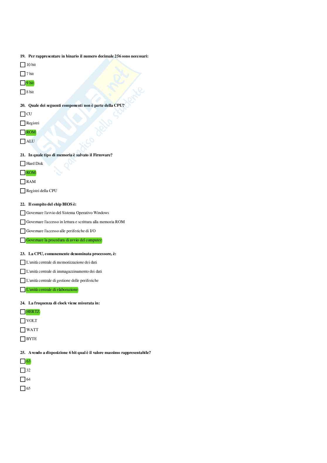 Paniere completo di Abilità informatiche - Risposte multiple e aperte - aggiornato (2025) Pag. 6