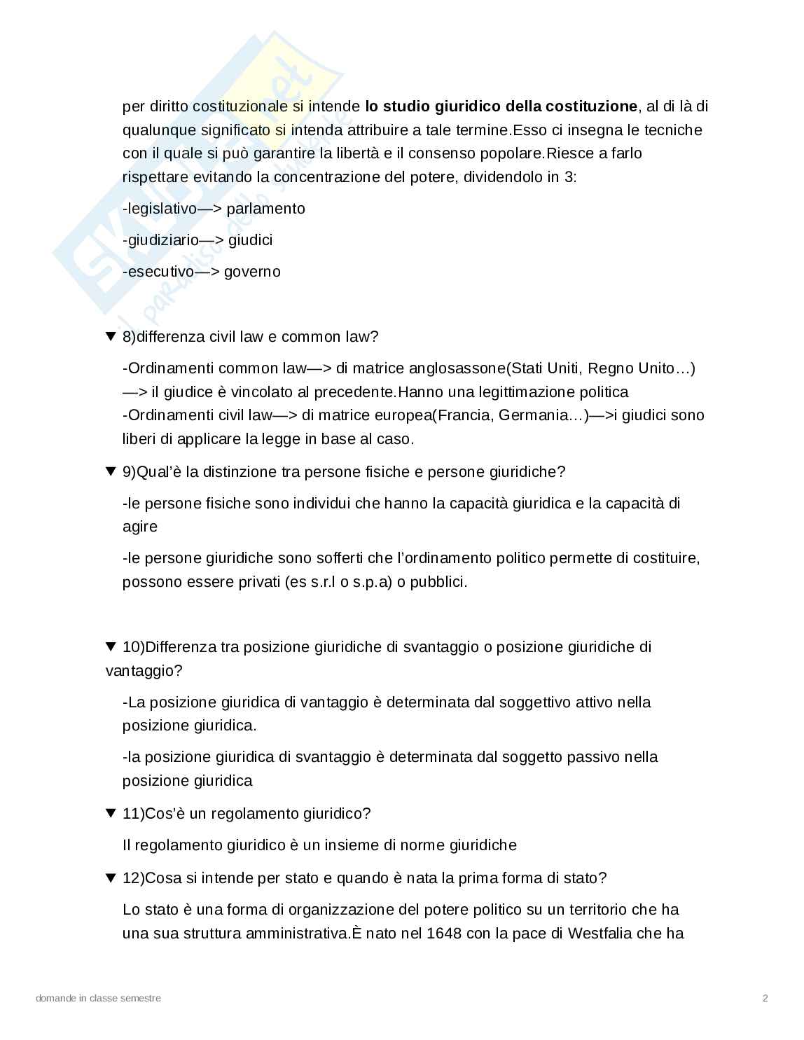 Domande Diritto pubblico classe Pag. 2