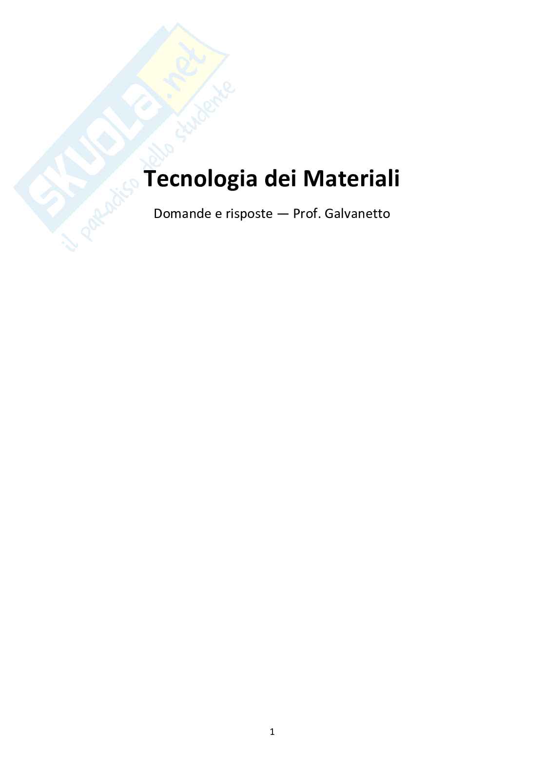 Tecnologia dei materiali   Pag. 1