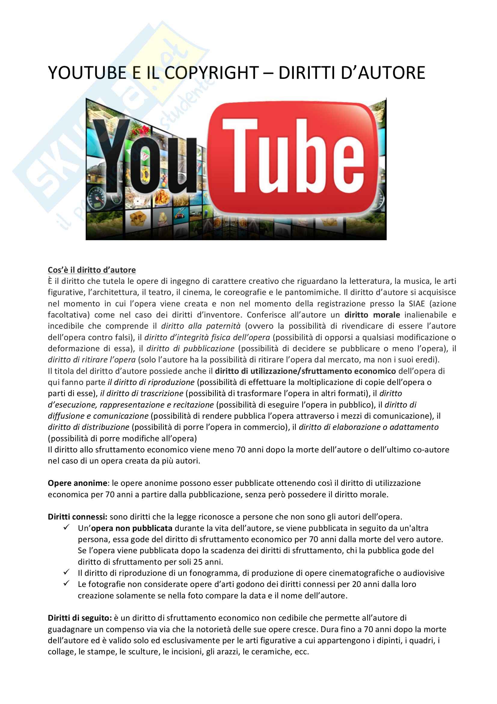 Copyright, Diritto della comunicazione e dell'informazione Pag. 1