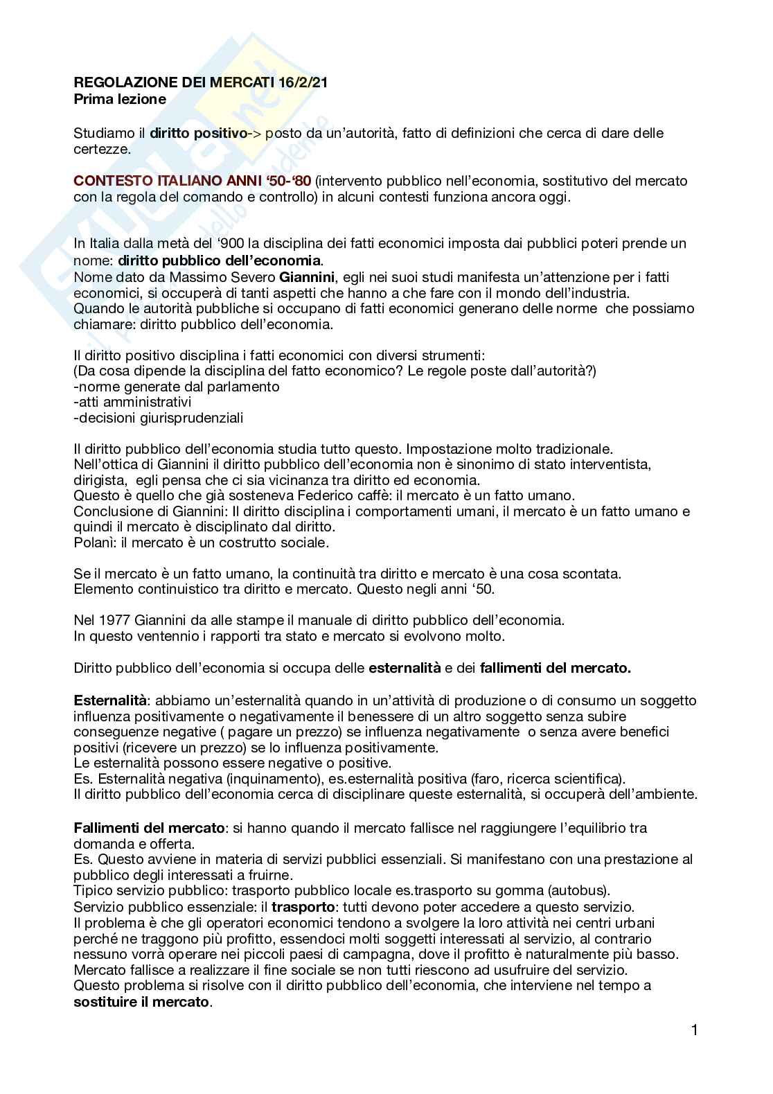 Diritto dell'economia - Appunti Pag. 1