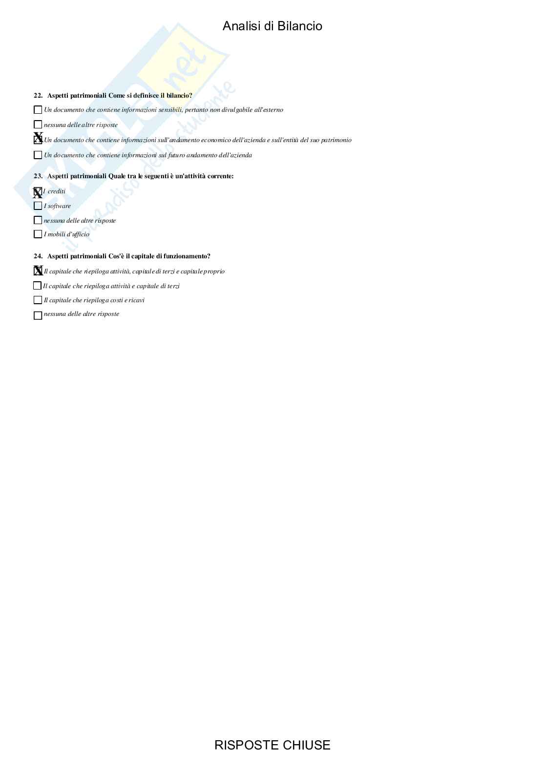 Analisi di bilancio - Paniere compilato Pag. 16