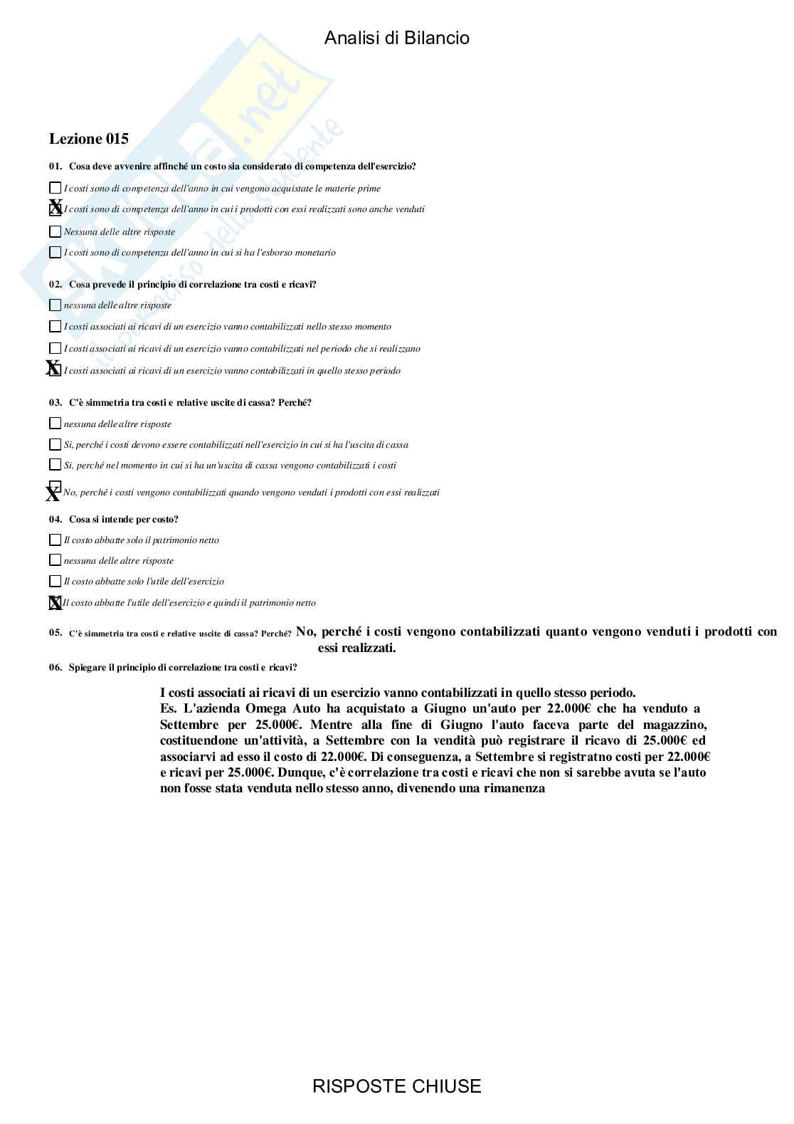 Analisi di bilancio - Paniere compilato Pag. 21