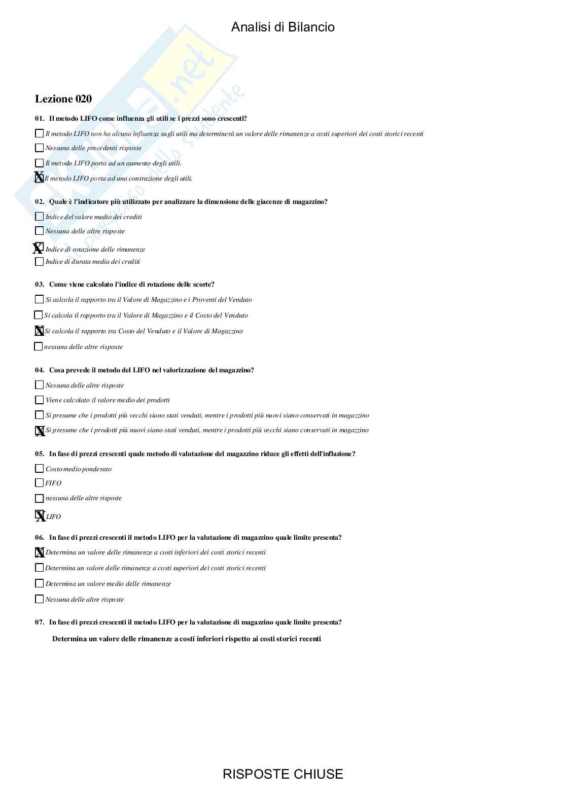 Analisi di bilancio - Paniere compilato Pag. 26