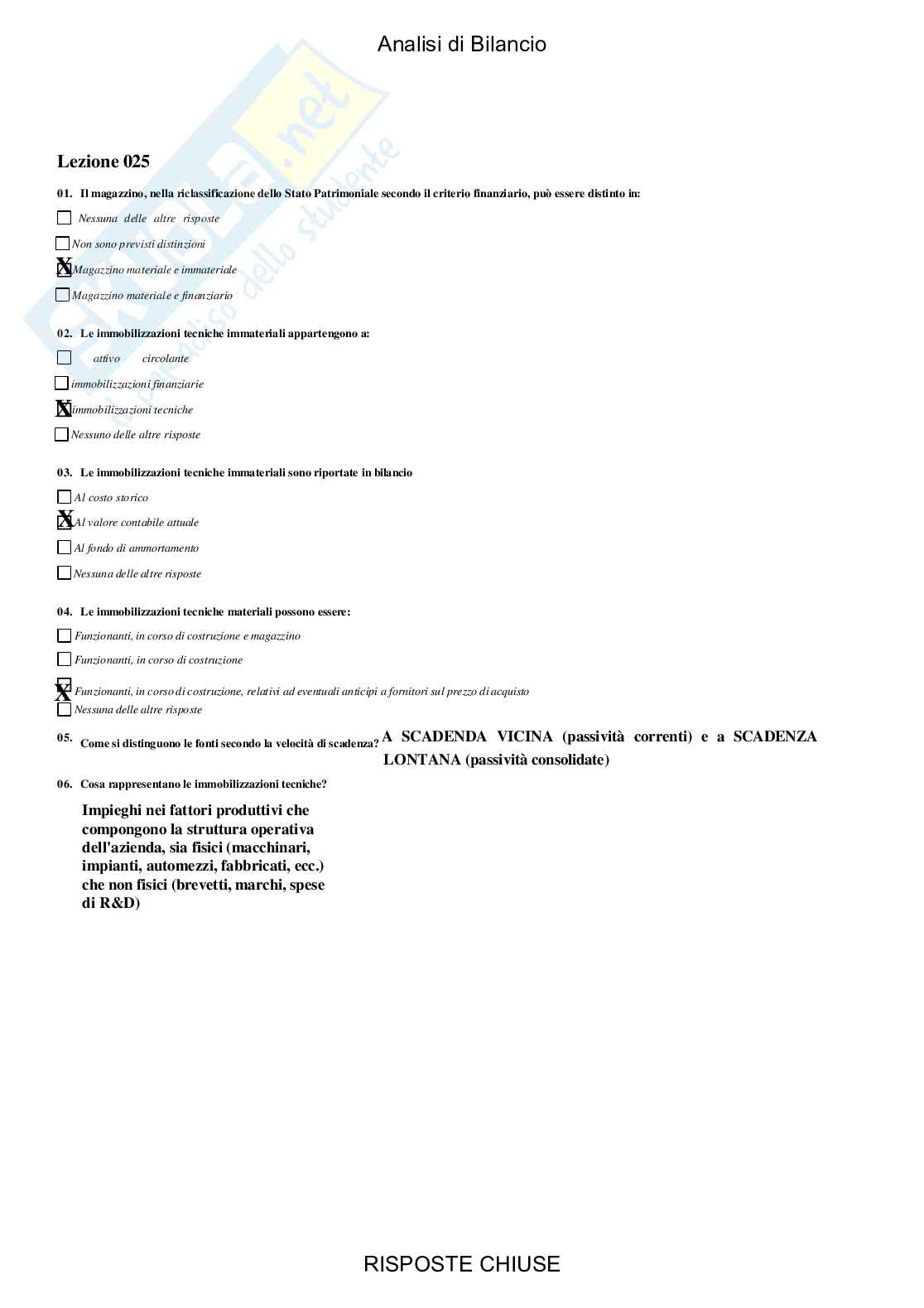 Analisi di bilancio - Paniere compilato Pag. 31