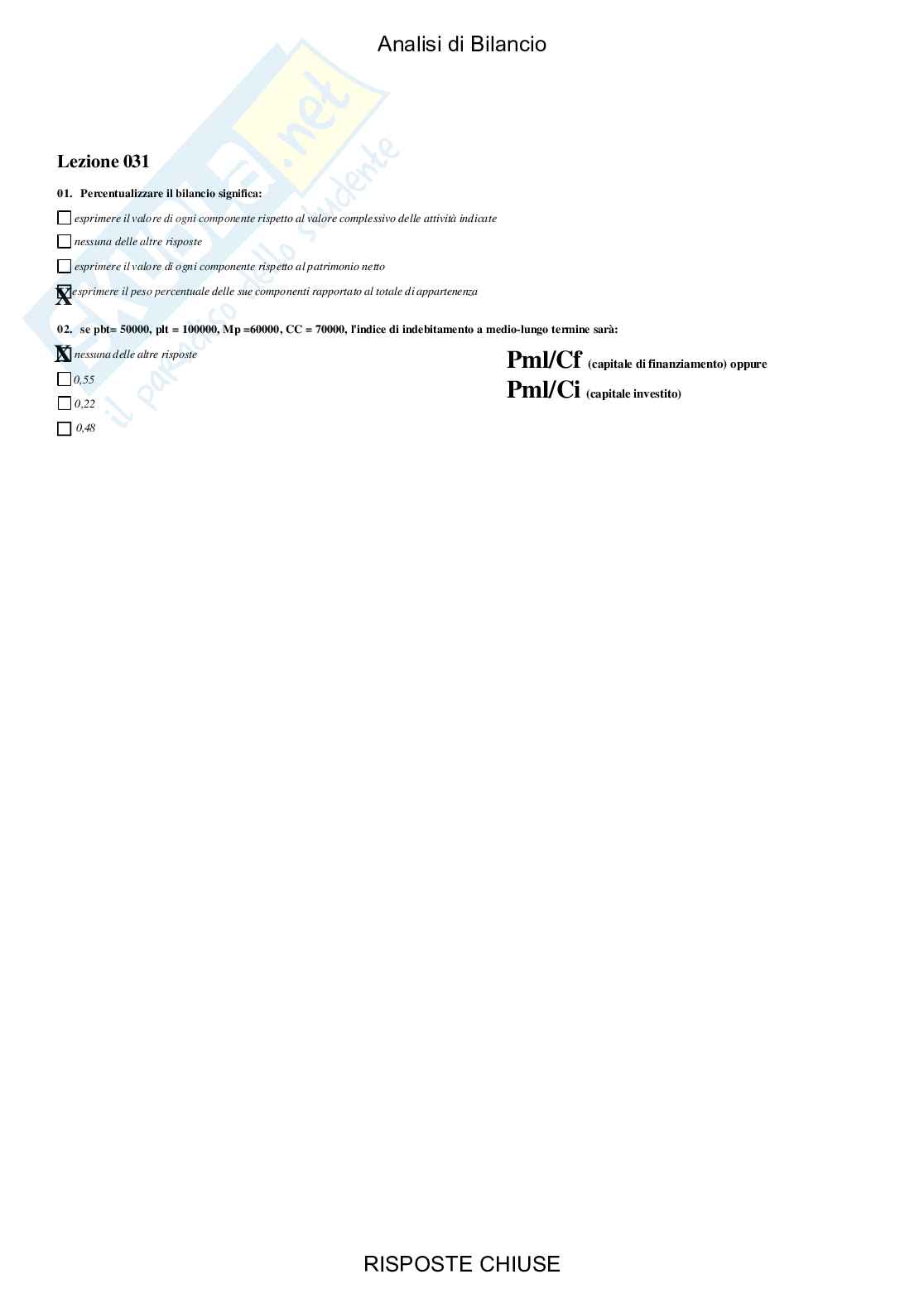 Analisi di bilancio - Paniere compilato Pag. 36