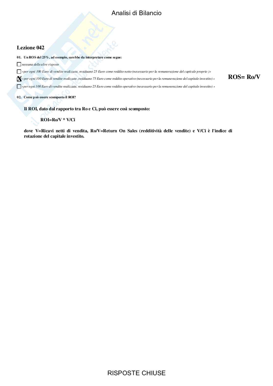 Analisi di bilancio - Paniere compilato Pag. 46