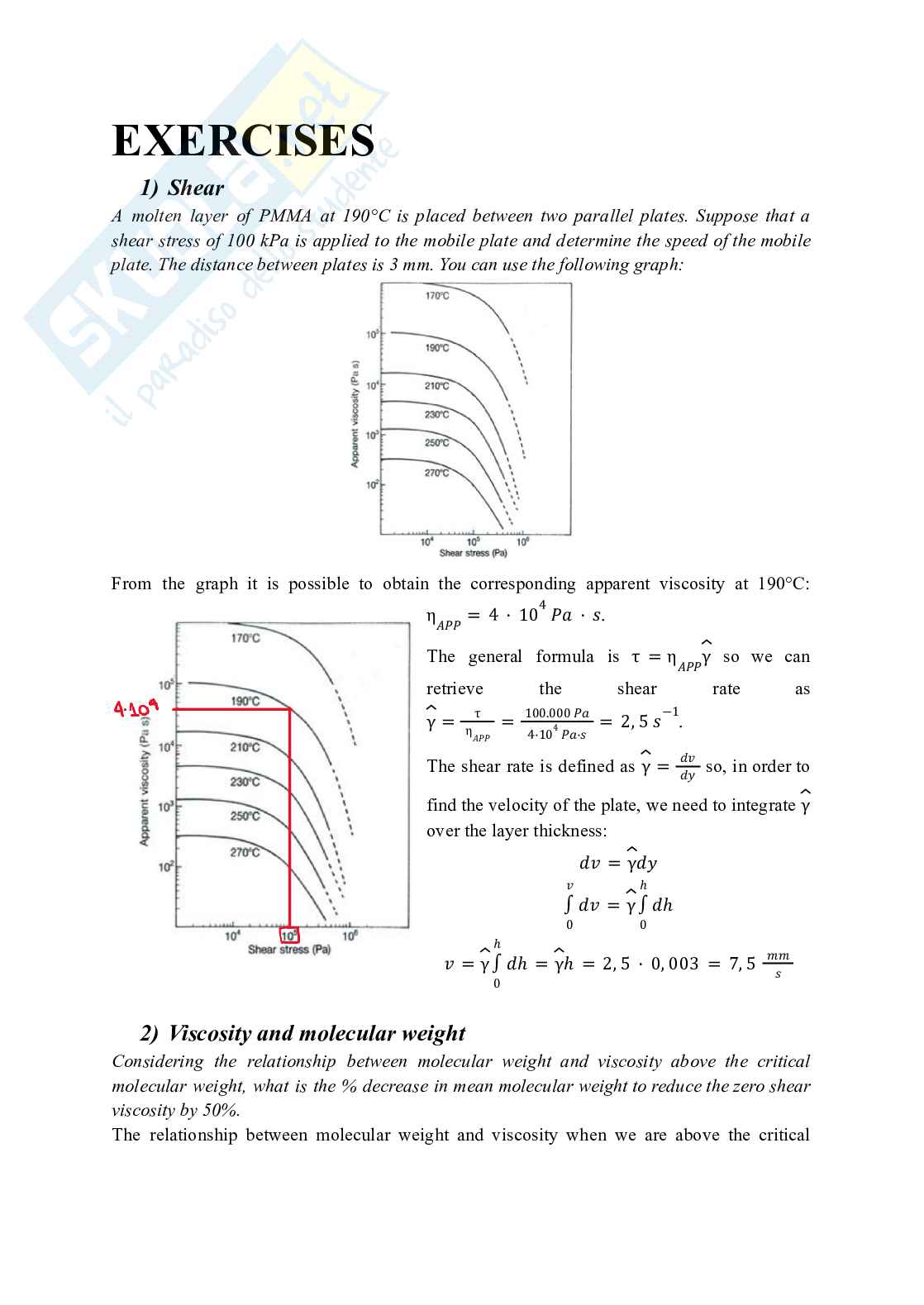 Polymer processing and recycling - Esercizi risolti Pag. 1