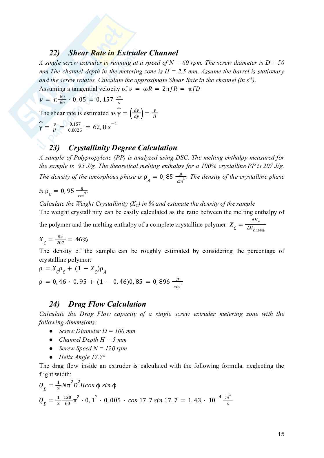 Polymer processing and recycling - Esercizi risolti Pag. 16