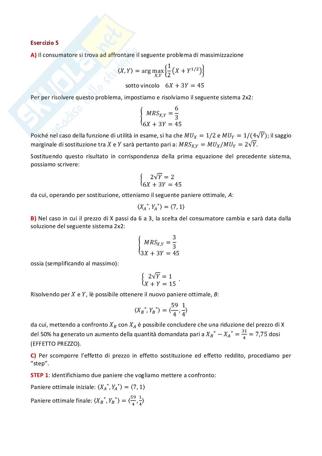 Esercizi d'esame comune di Economia politica   Pag. 41