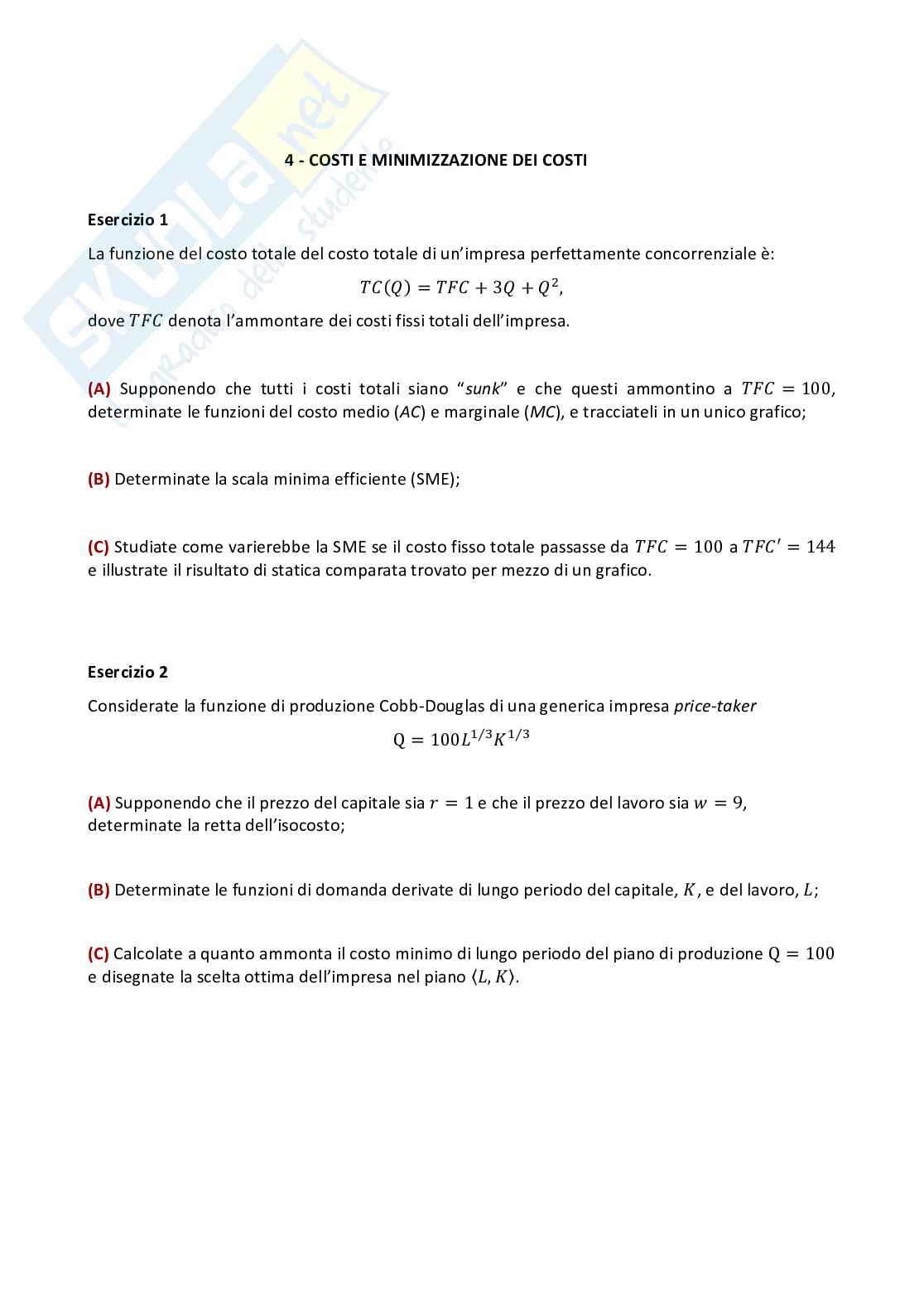 Esercizi d'esame comune di Economia politica   Pag. 56
