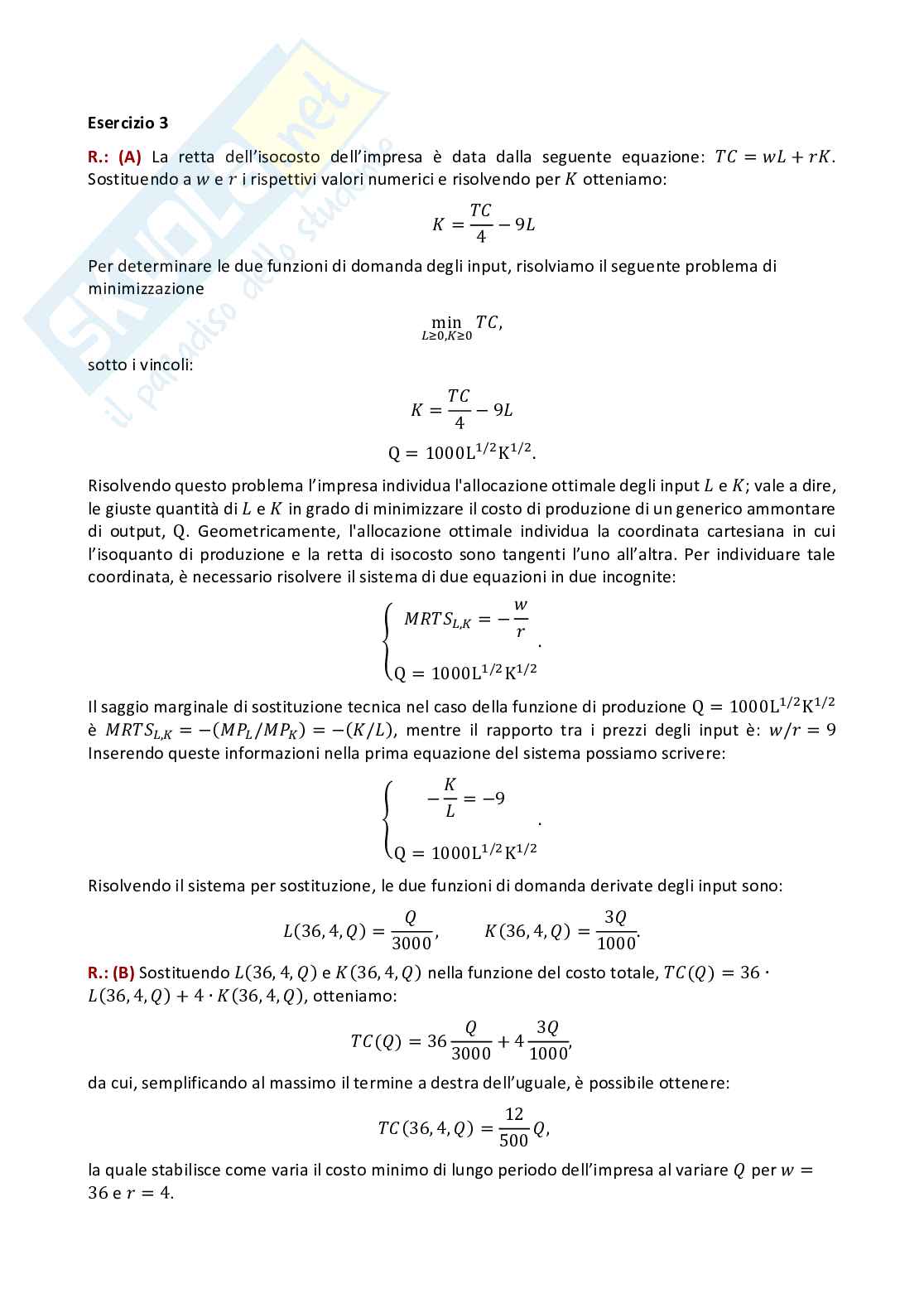Esercizi d'esame comune di Economia politica   Pag. 86