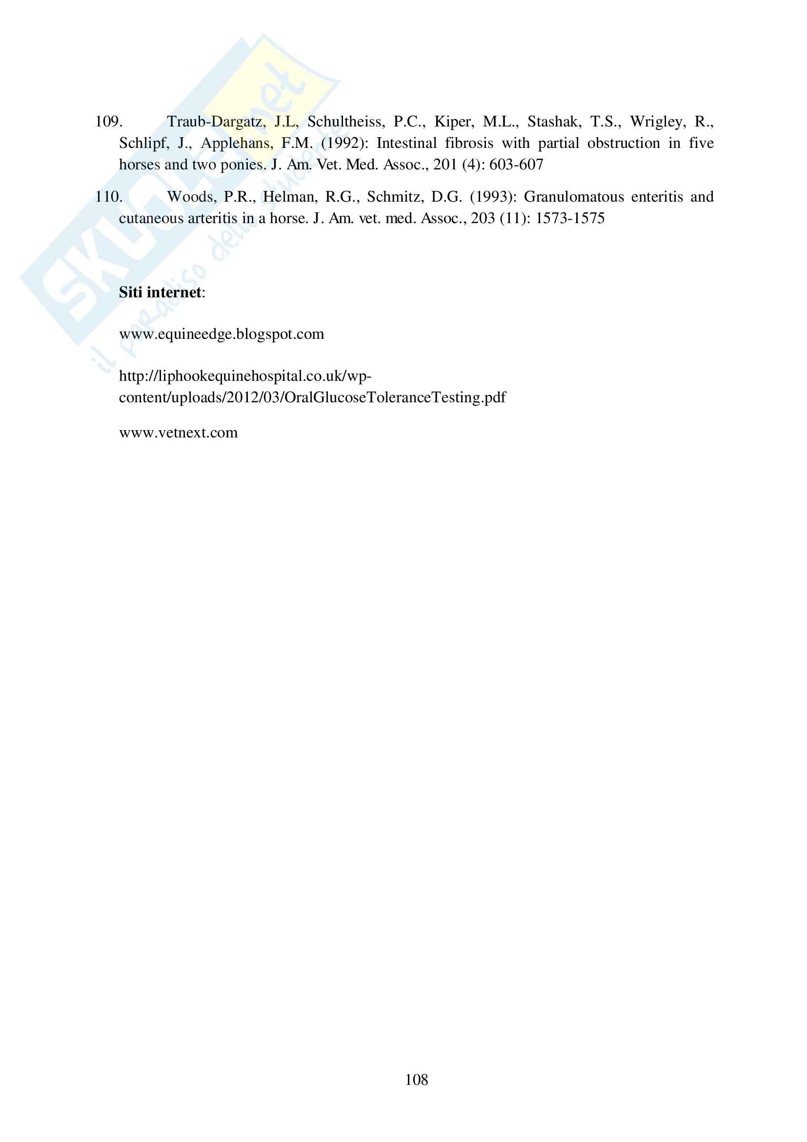 Sindrome da malassorbimento nel cavallo, Clinica medica Pag. 111