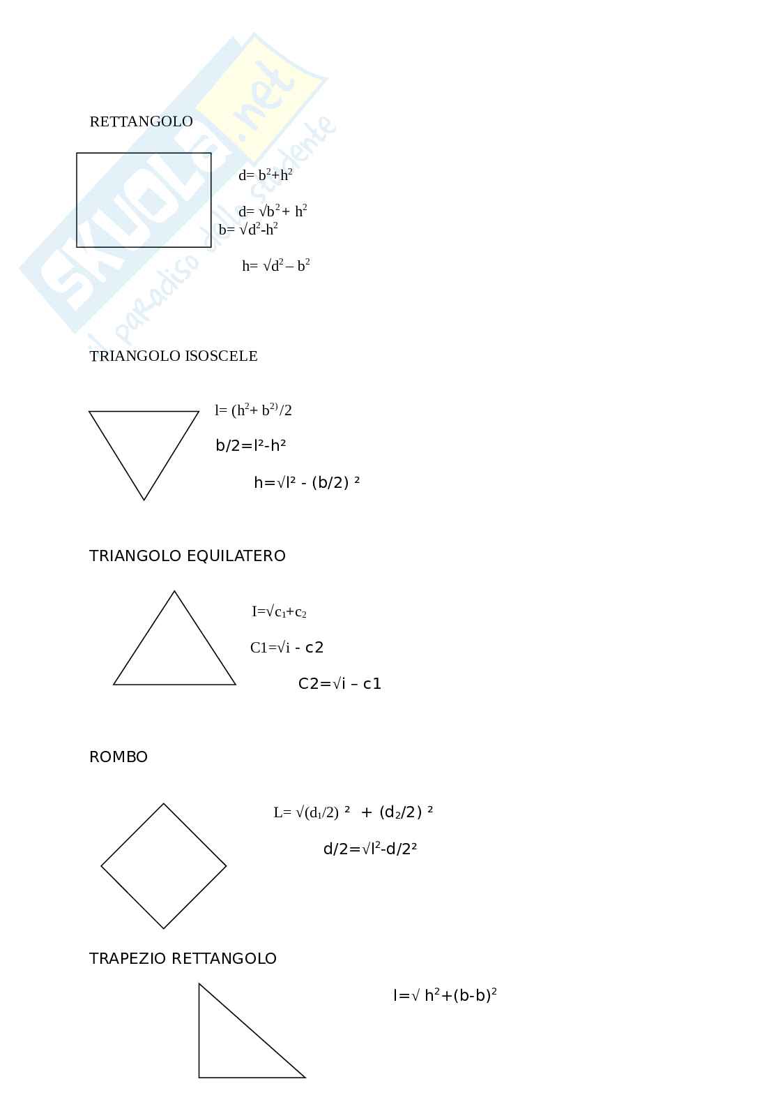 Teorema di Pitagora - Formule Pag. 2