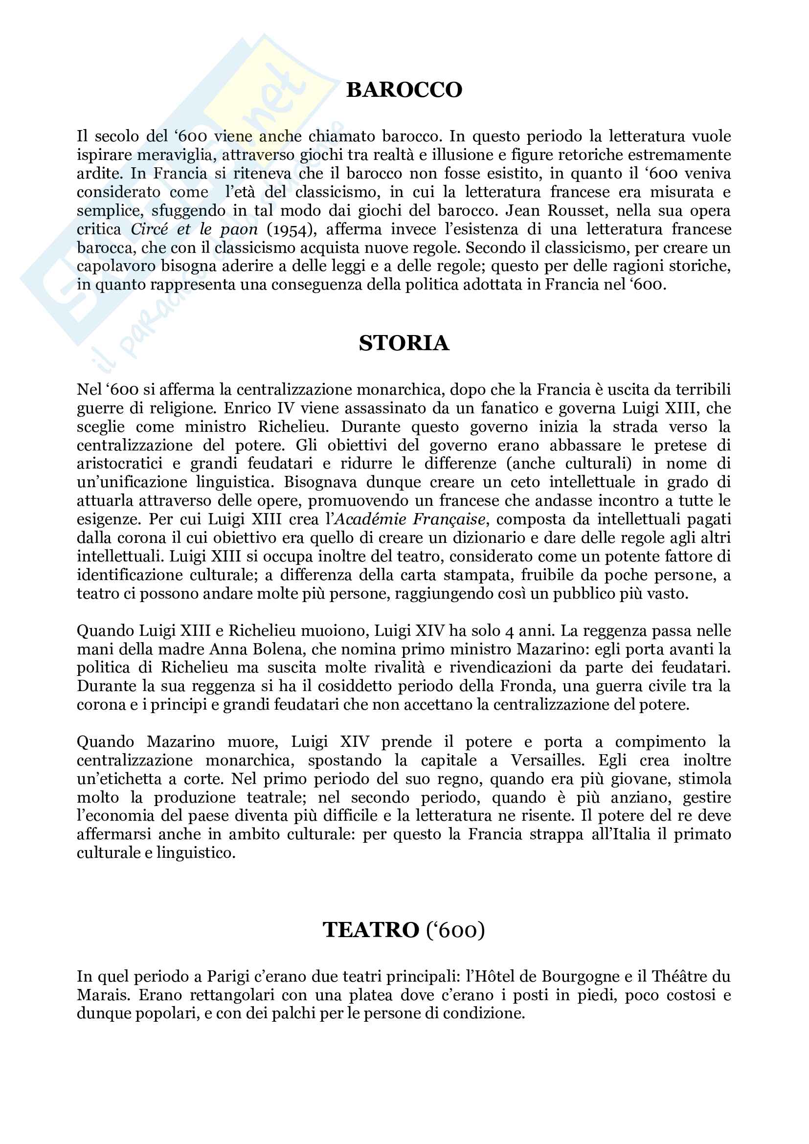 Appunti letteratura francese Pag. 1