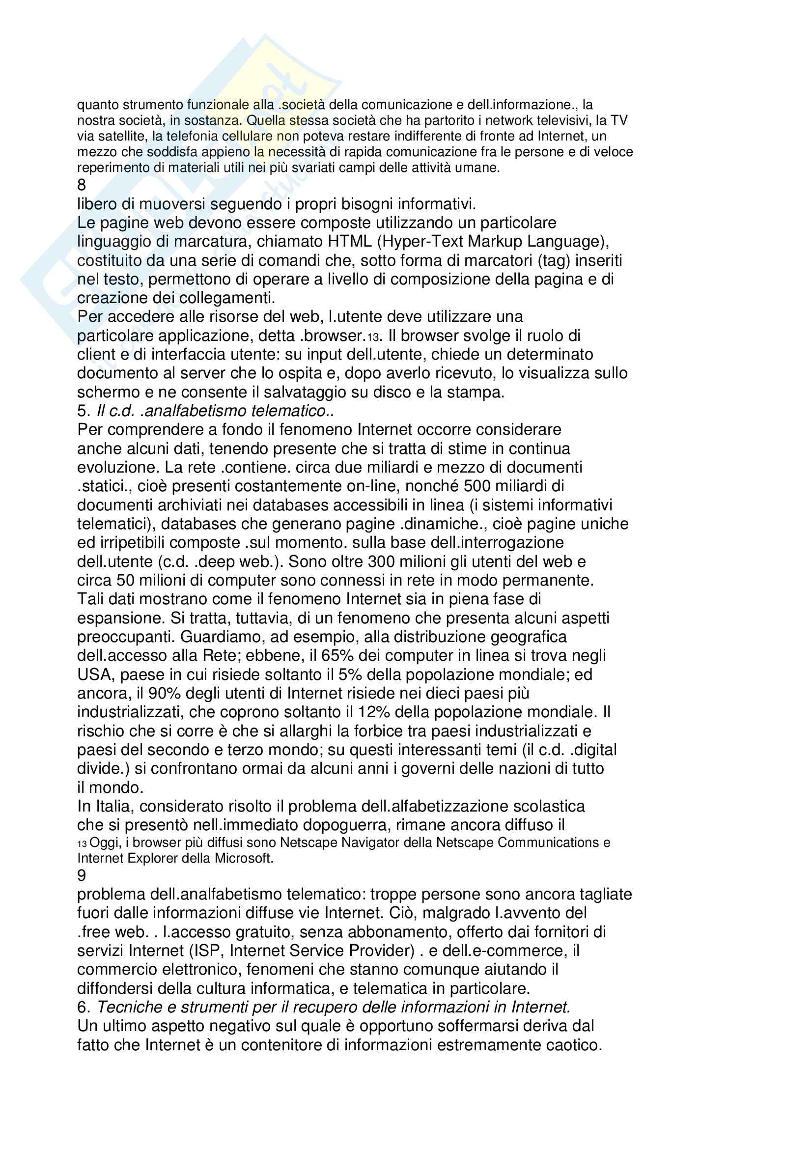 Abilità informatiche - le reti telematiche e l'informazione giuridica Pag. 6