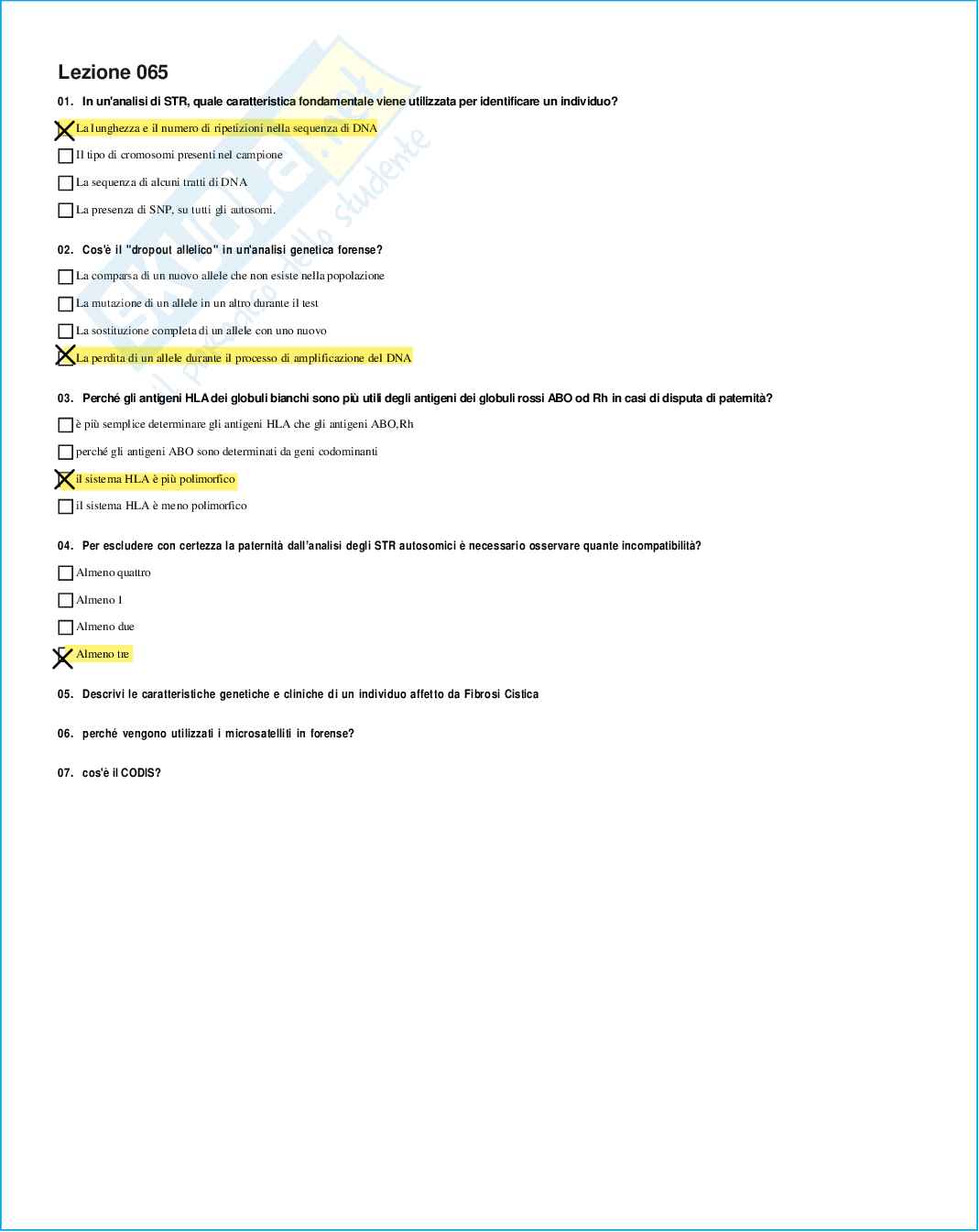 Risposte domande chiuse genetica medica aggiornate 2026 Pag. 106